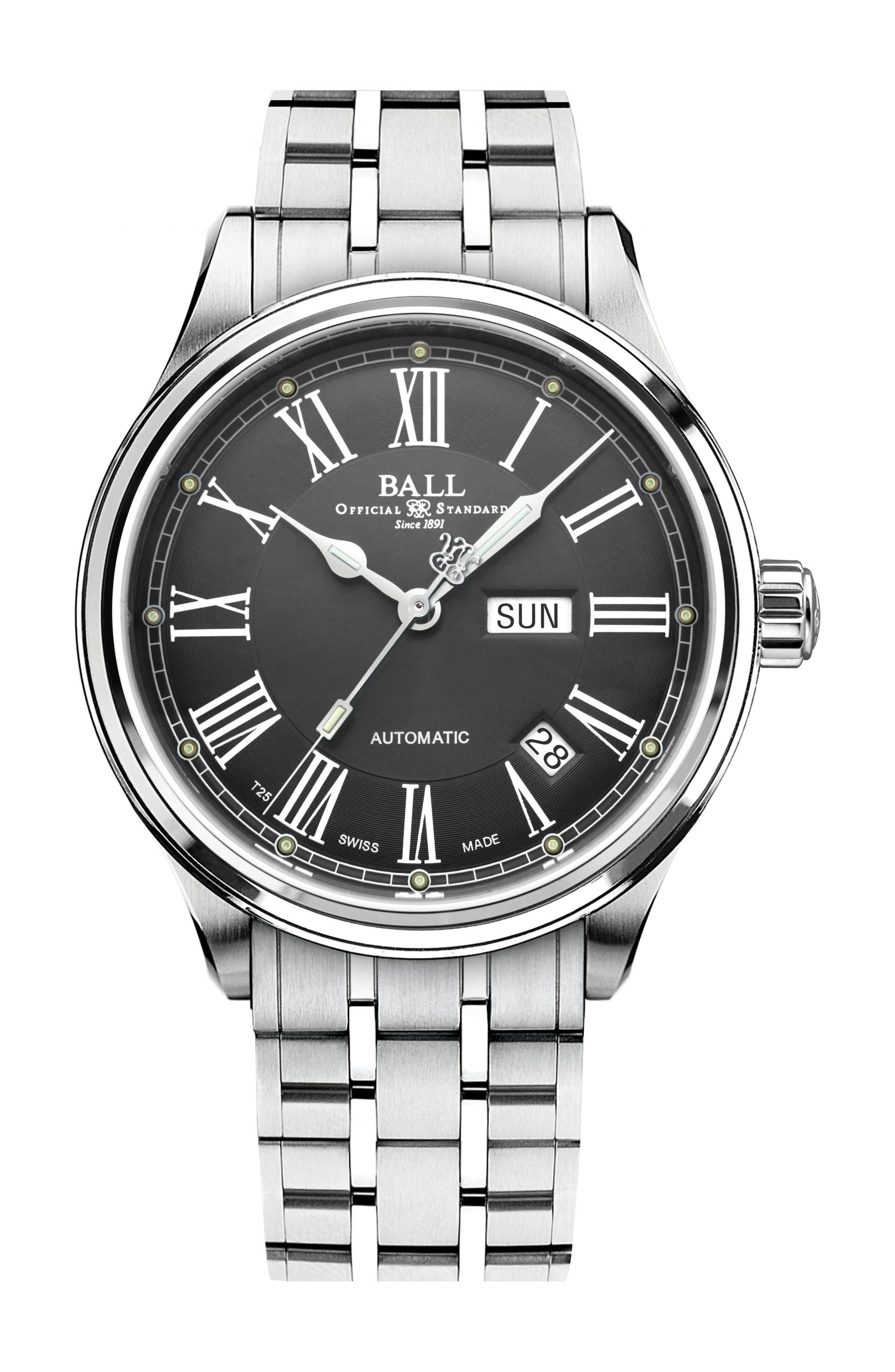 BALL Trainmaster Roman luxury timepiece - detailed view