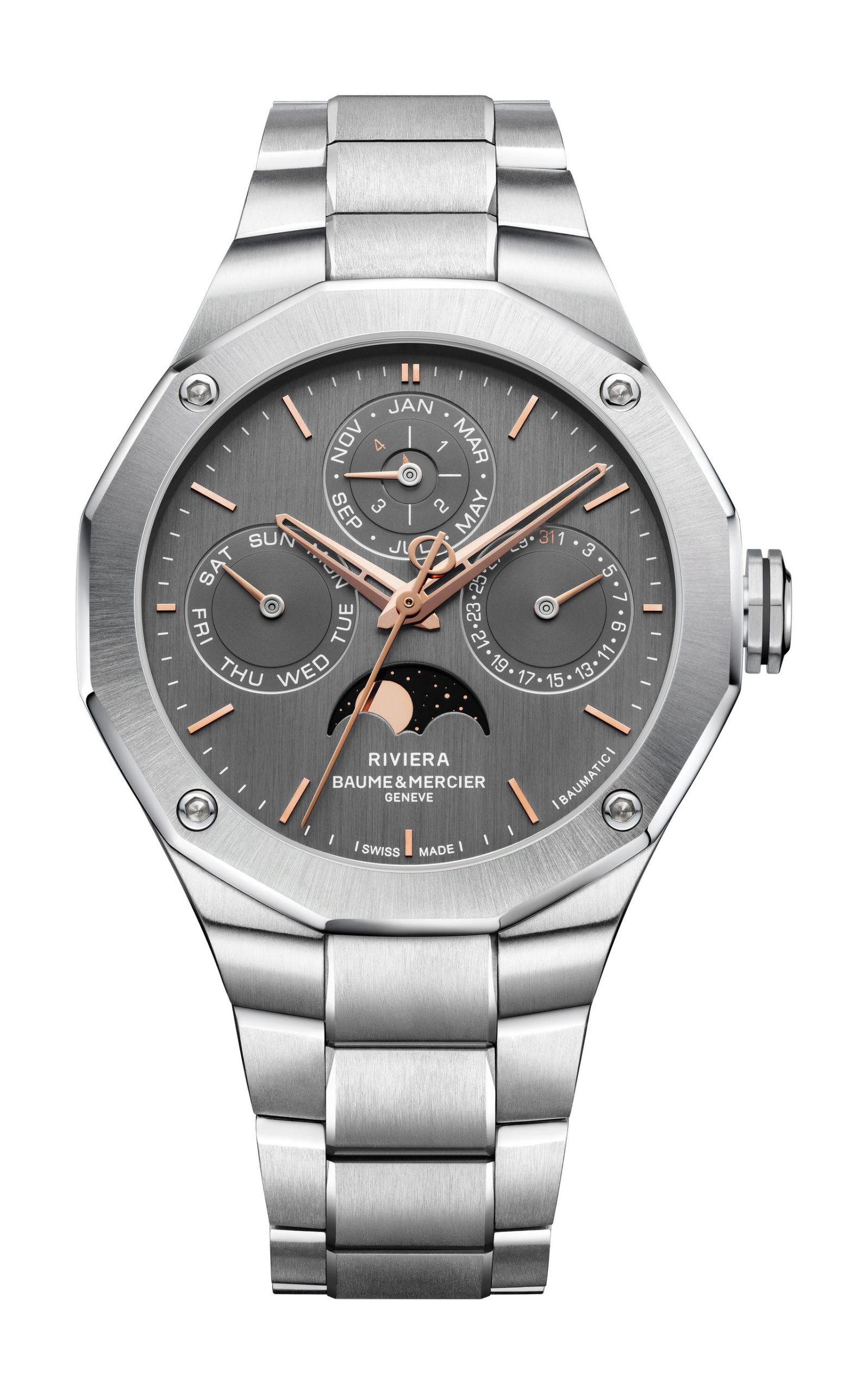 Baume & Mercier Riviera Calendrier Perpétuel luxury timepiece - detailed view