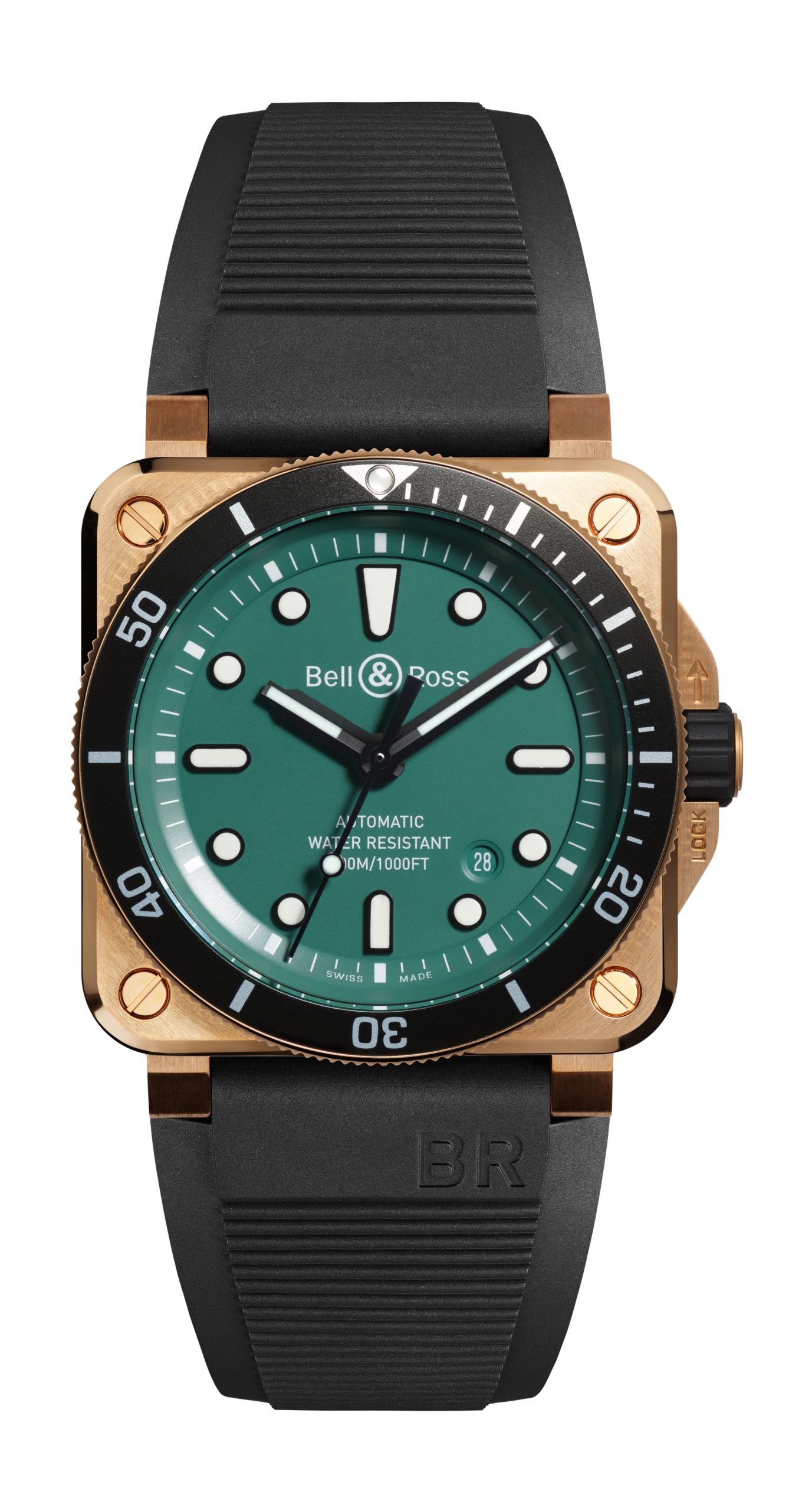 Bell & Ross BR 03-92 Diver Black & Green Bronze luxury timepiece - detailed view