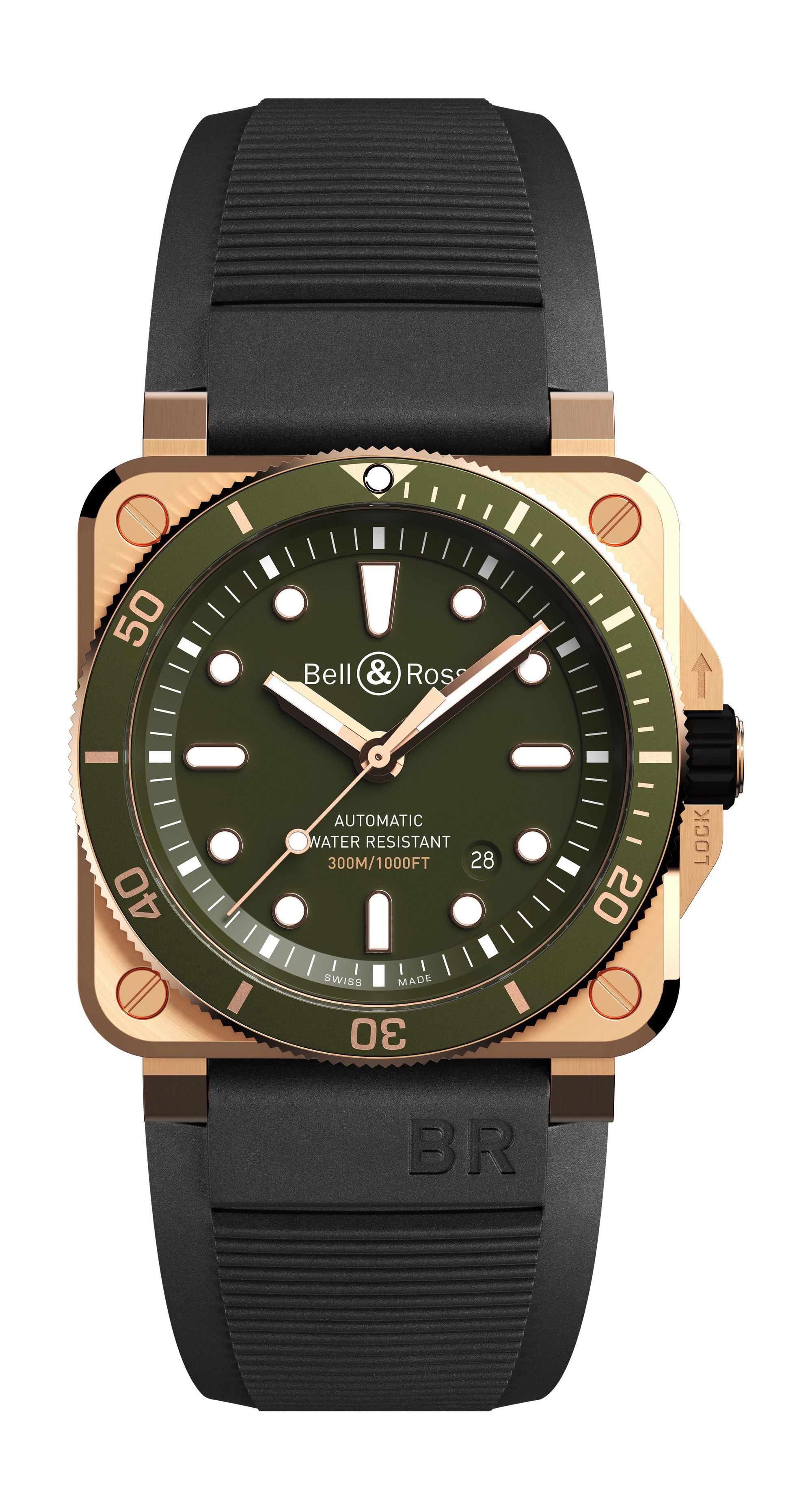 Bell & Ross BR 03-93 DIVER GREEN BRONZE luxury timepiece - detailed view