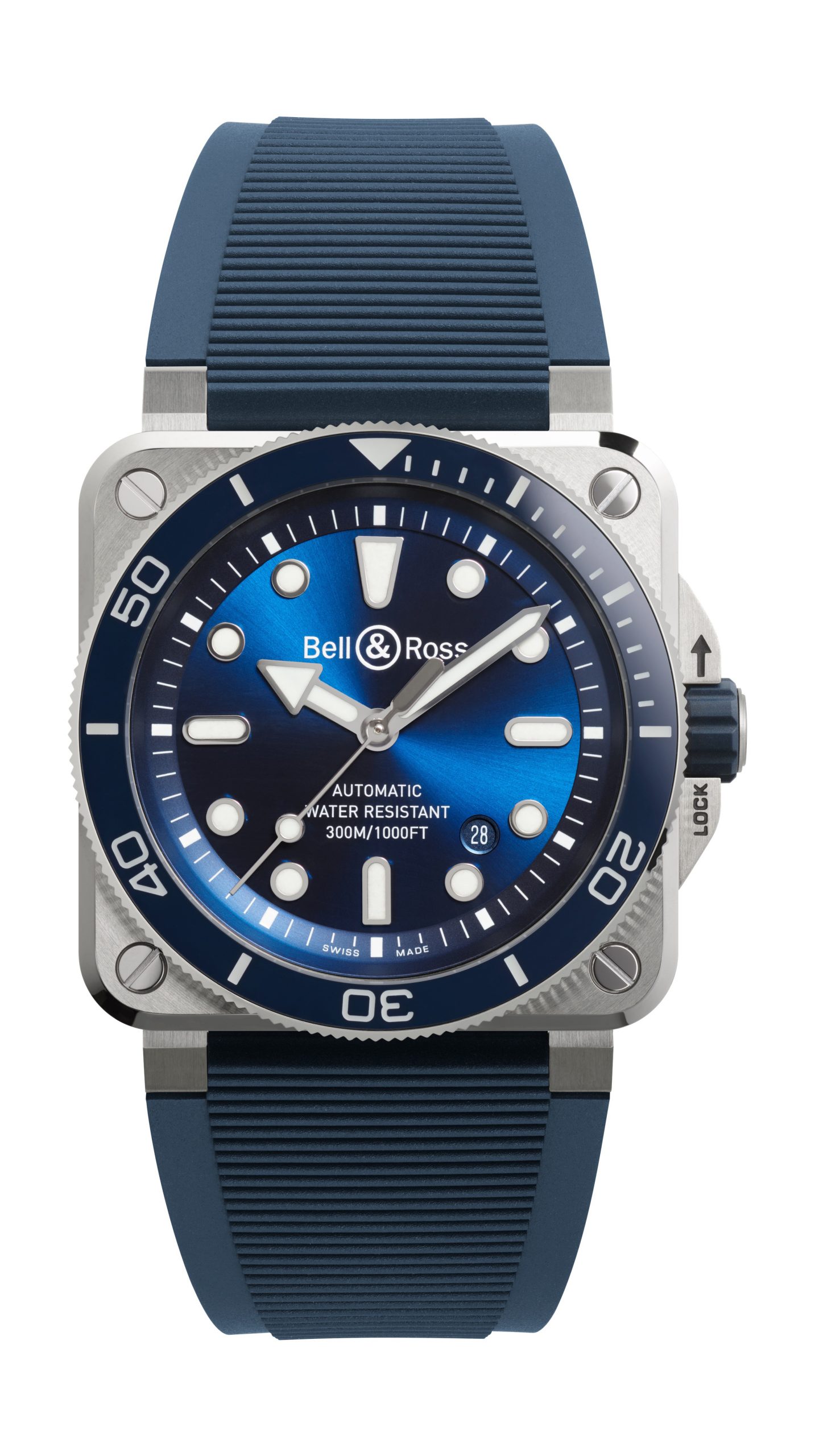 Bell & Ross BR 03 Diver Blue Steel luxury timepiece - detailed view