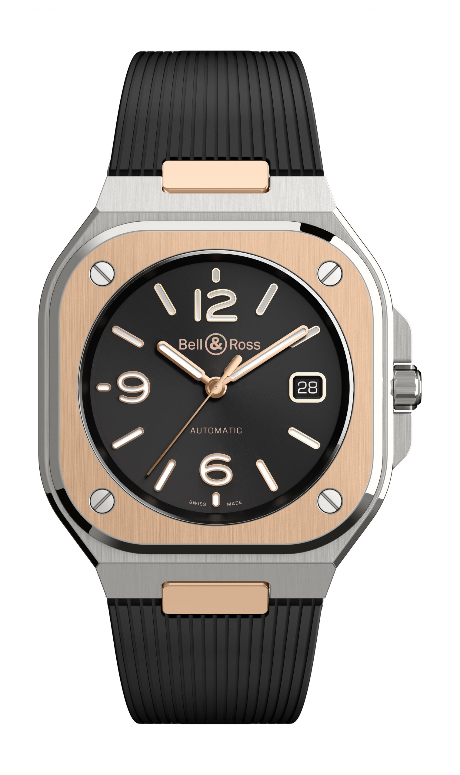 Bell & Ross BR 05 BLACK STEEL & GOLD luxury timepiece - detailed view