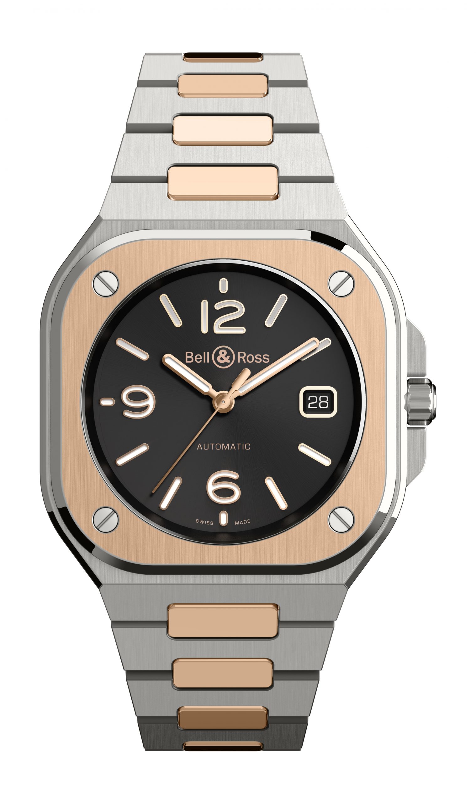 Bell & Ross BR 05 BLACK STEEL & GOLD luxury timepiece - detailed view