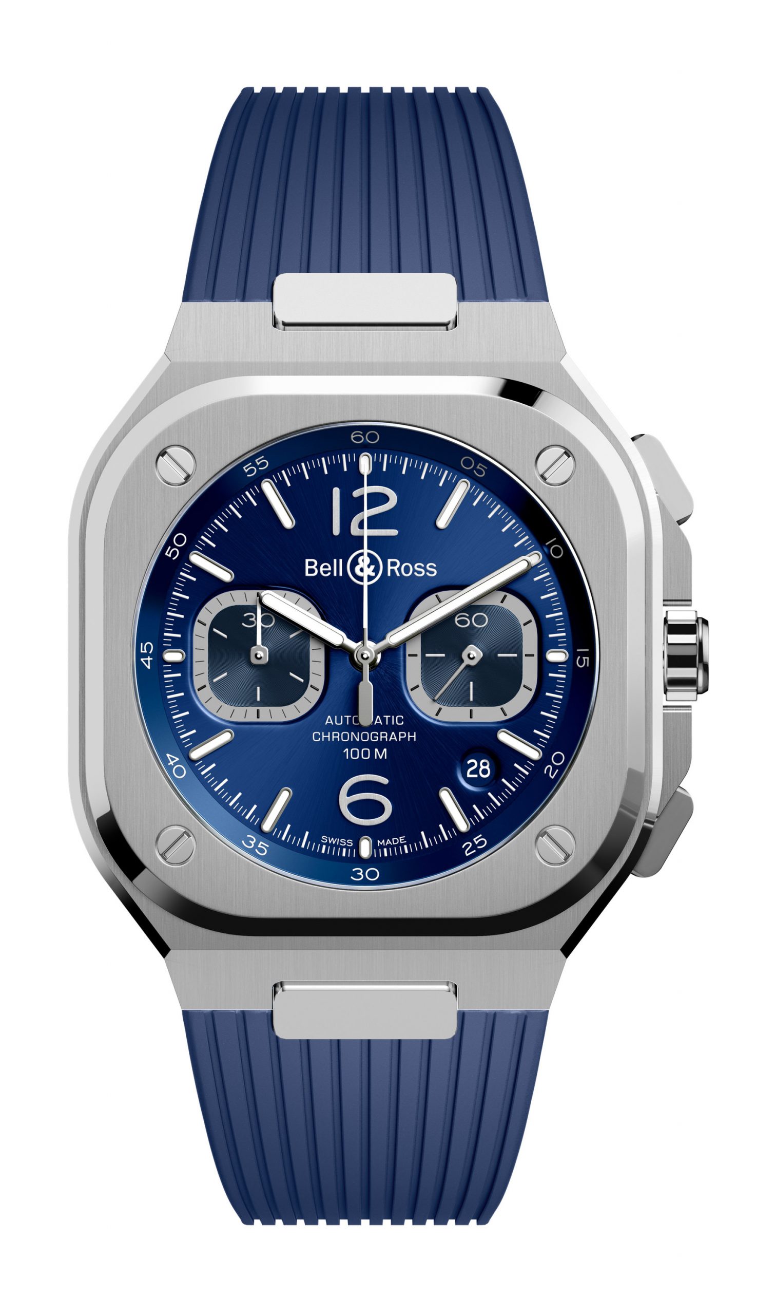 Bell & Ross BR 05 Chrono Blue Steel luxury timepiece - detailed view