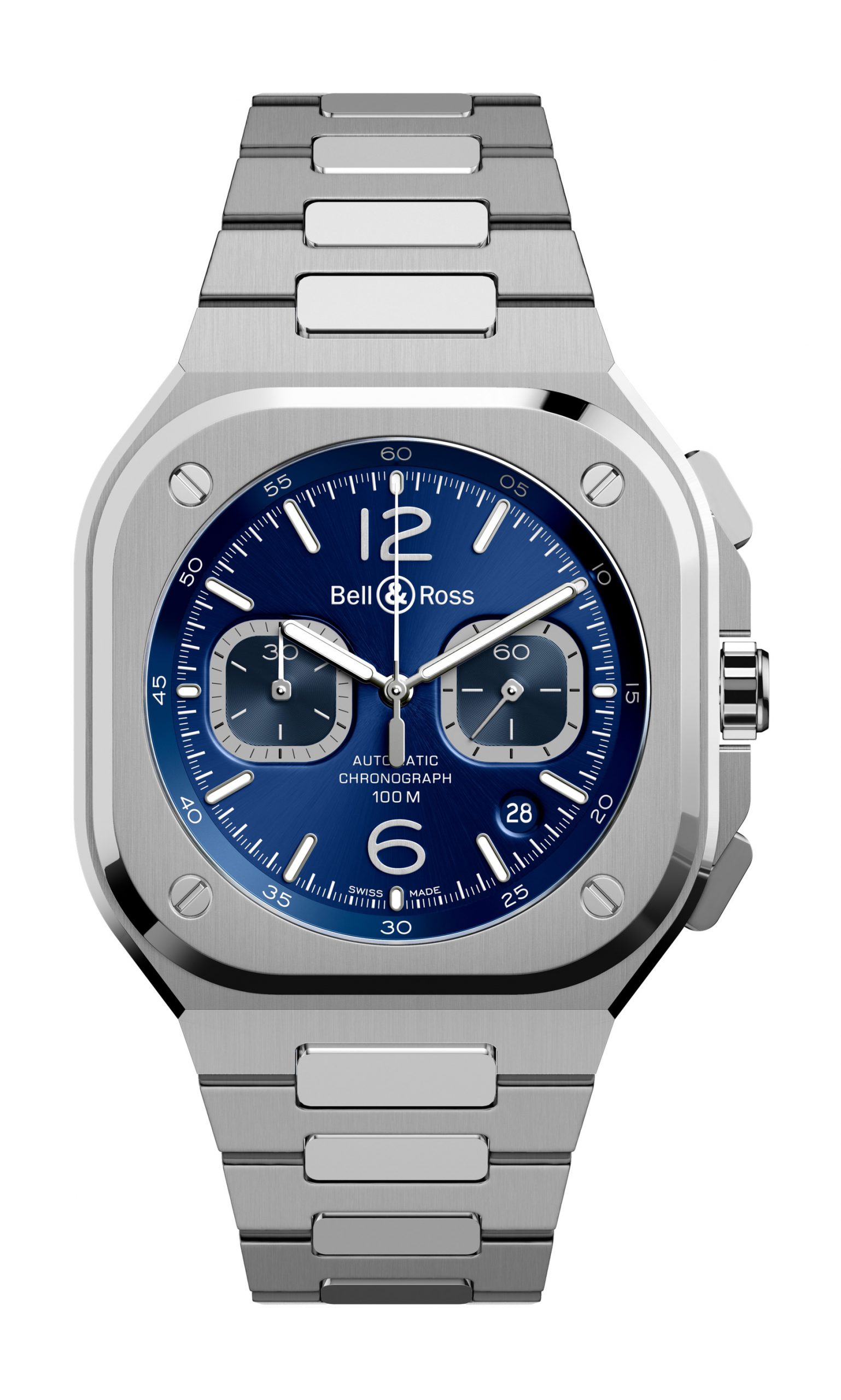 Bell & Ross BR 05 Chrono Blue Steel luxury timepiece - detailed view
