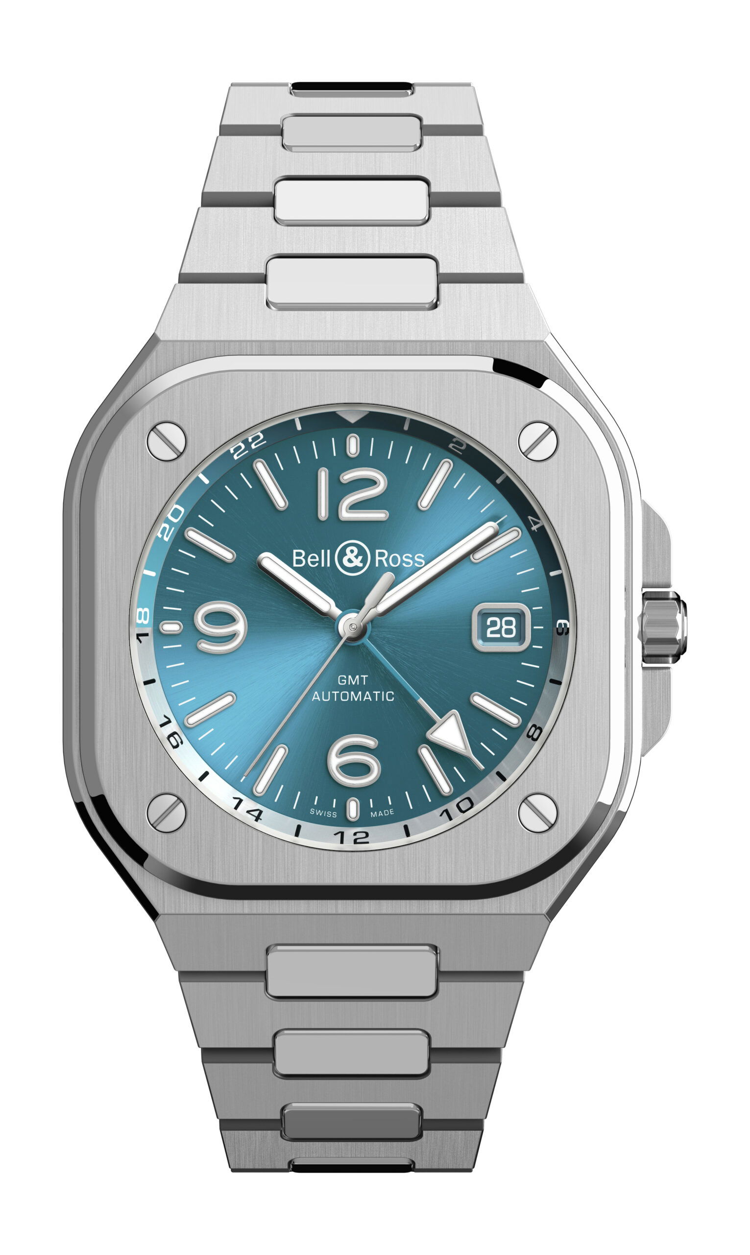 Bell & Ross BR 05 GMT Sky Blue luxury timepiece - detailed view