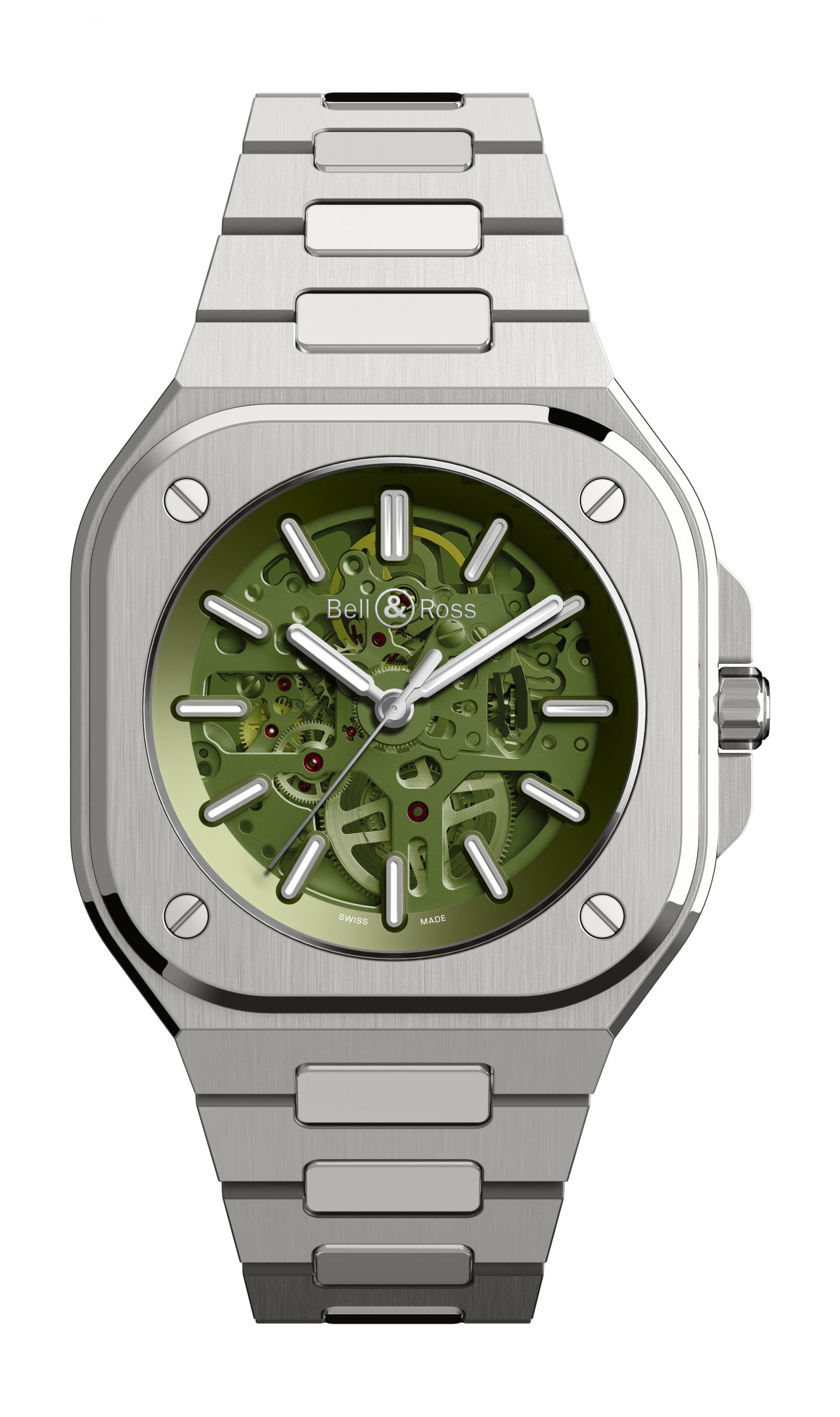Bell & Ross BR 05 Skeleton Green luxury timepiece - detailed view