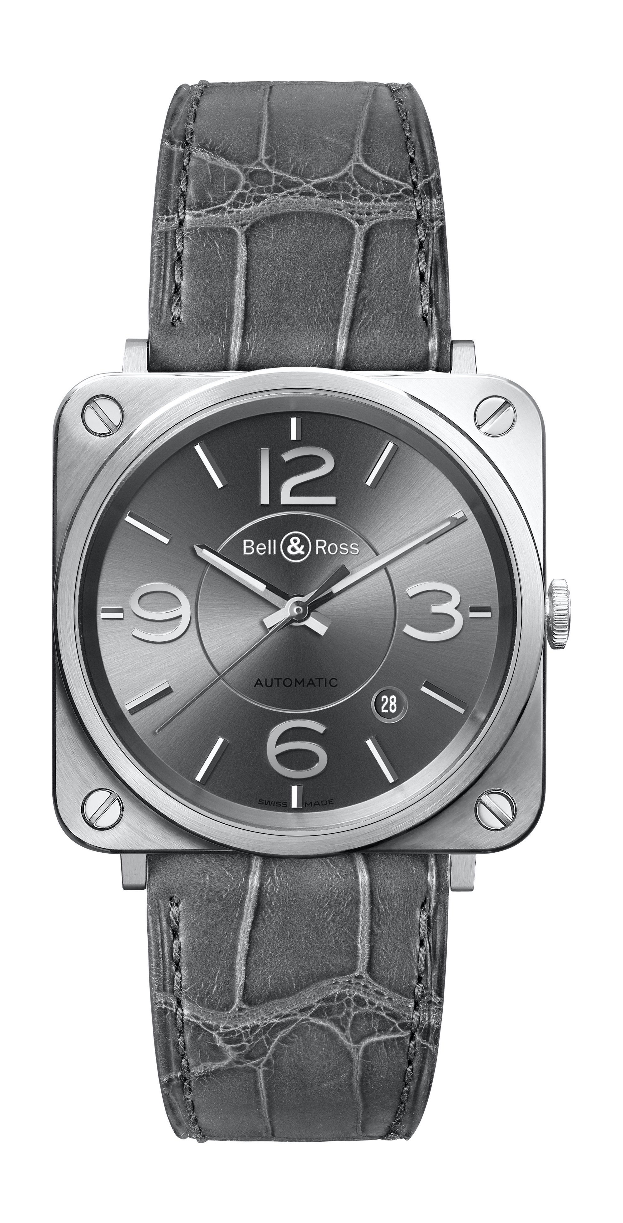 Bell & Ross BR S-92 OFFICER RUTHENIUM luxury timepiece - detailed view