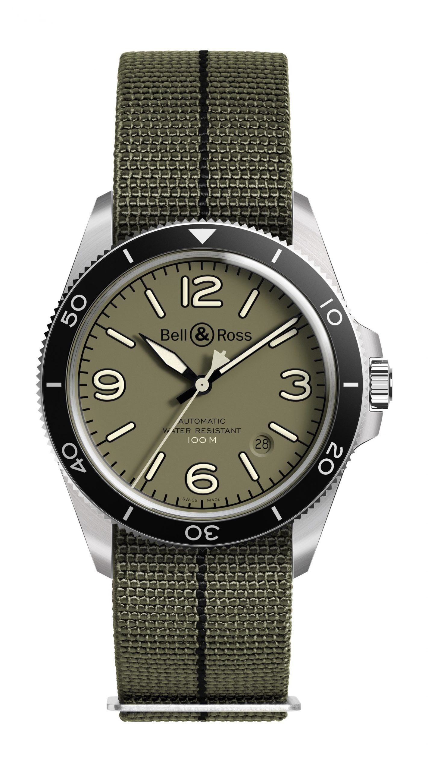 Bell & Ross BR V2-92 Military Green luxury timepiece - detailed view