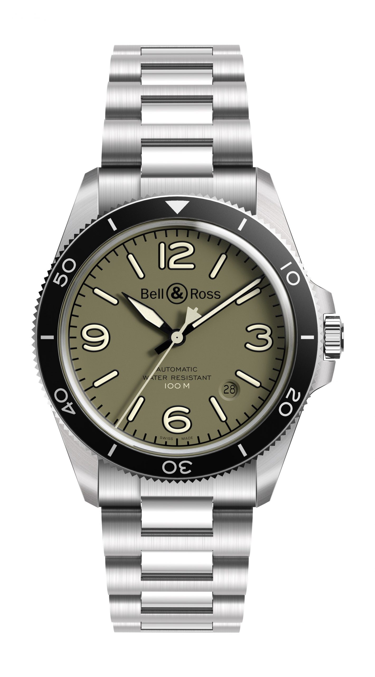Bell & Ross BR V2-92 Military Green luxury timepiece - detailed view