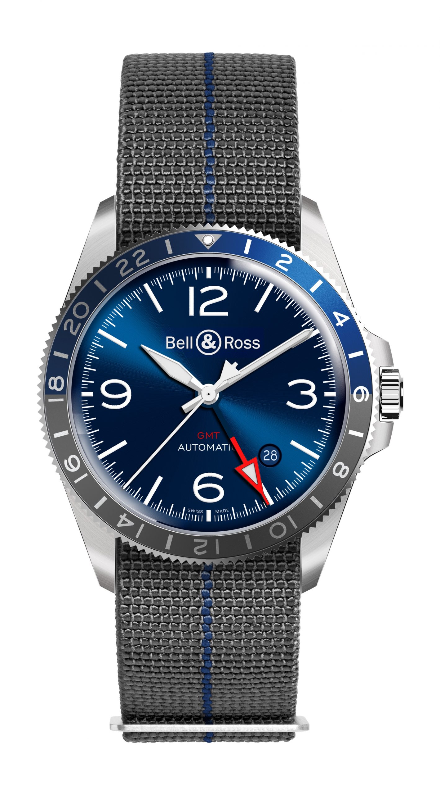 Bell & Ross BR V2-93 GMT Blue luxury timepiece - detailed view