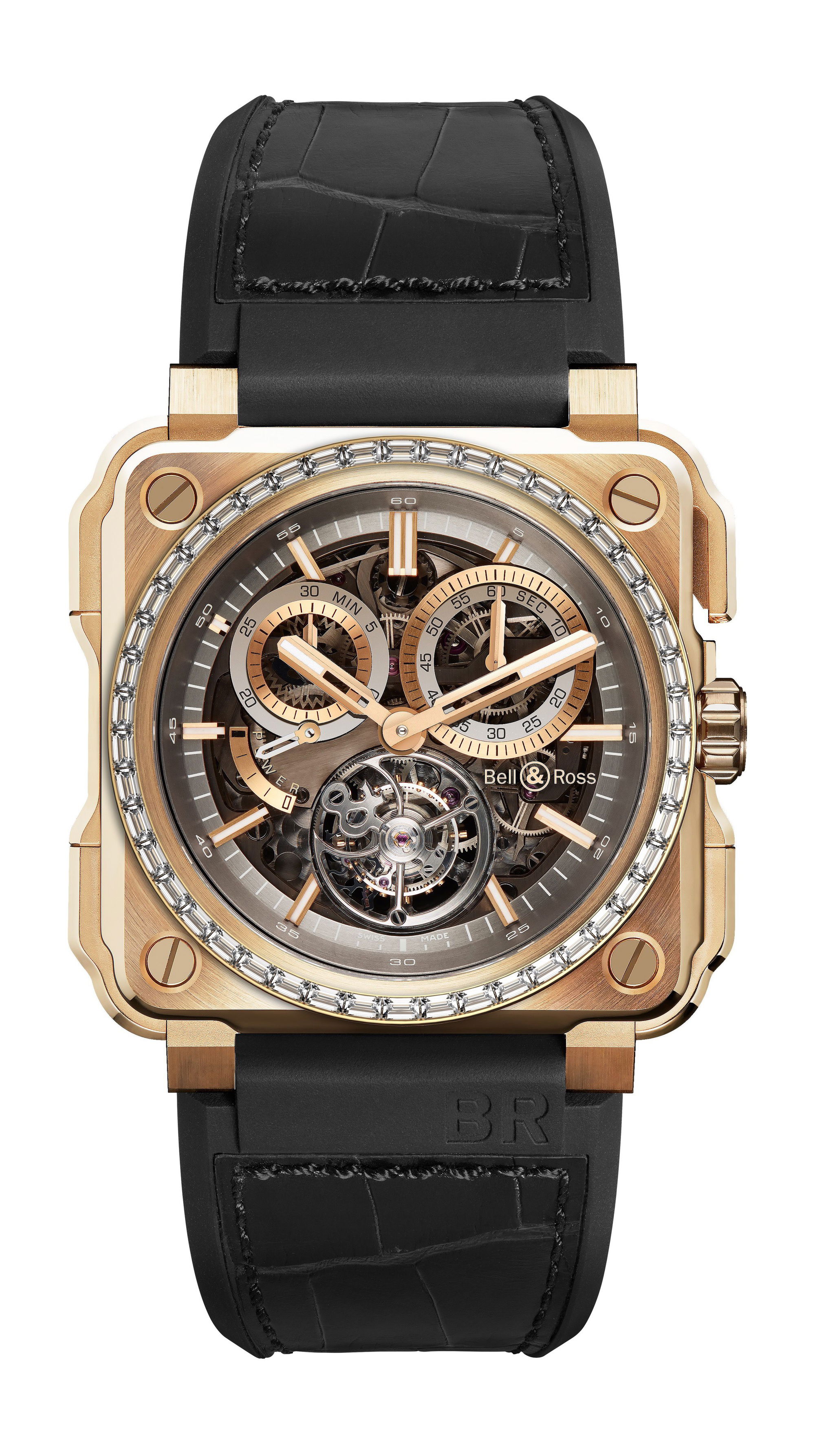 Bell & Ross BR-X1 TOURBILLON ROSE GOLD DIAMONDS luxury timepiece - detailed view
