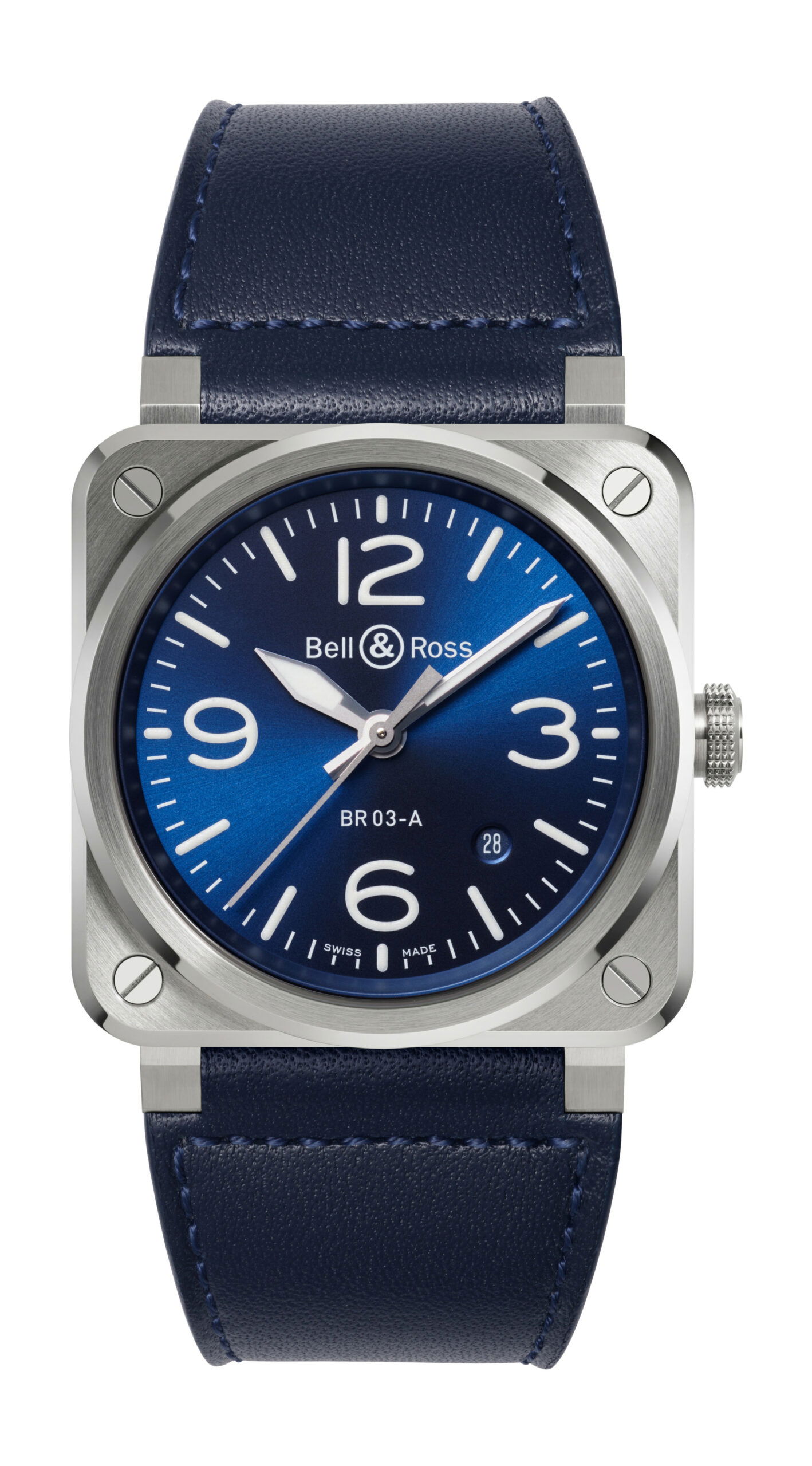 Bell & Ross BR 03 Blue Steel luxury timepiece - detailed view