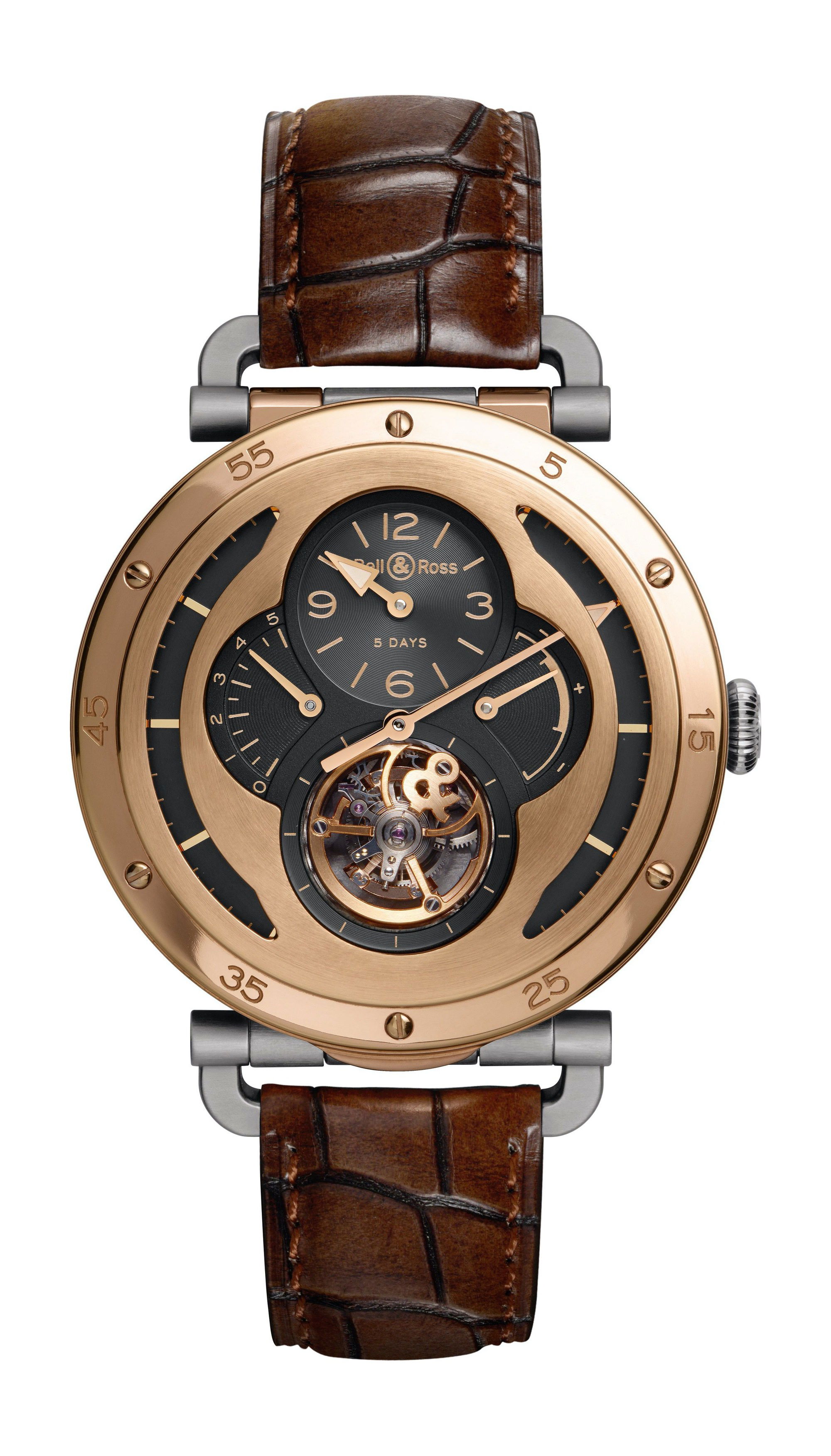 Bell & Ross WW2 MILITARY TOURBILLON ROSE GOLD luxury timepiece - detailed view