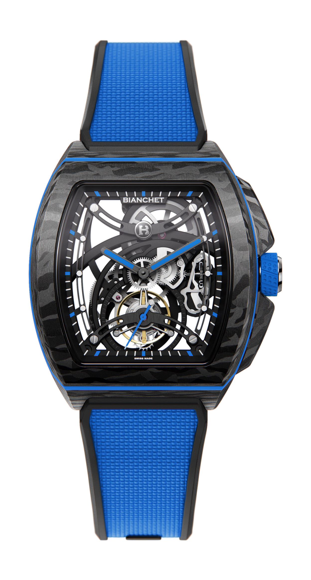 Bianchet Carbon Ocean Blue Tourbillon B1.618 Openwork luxury timepiece - detailed view