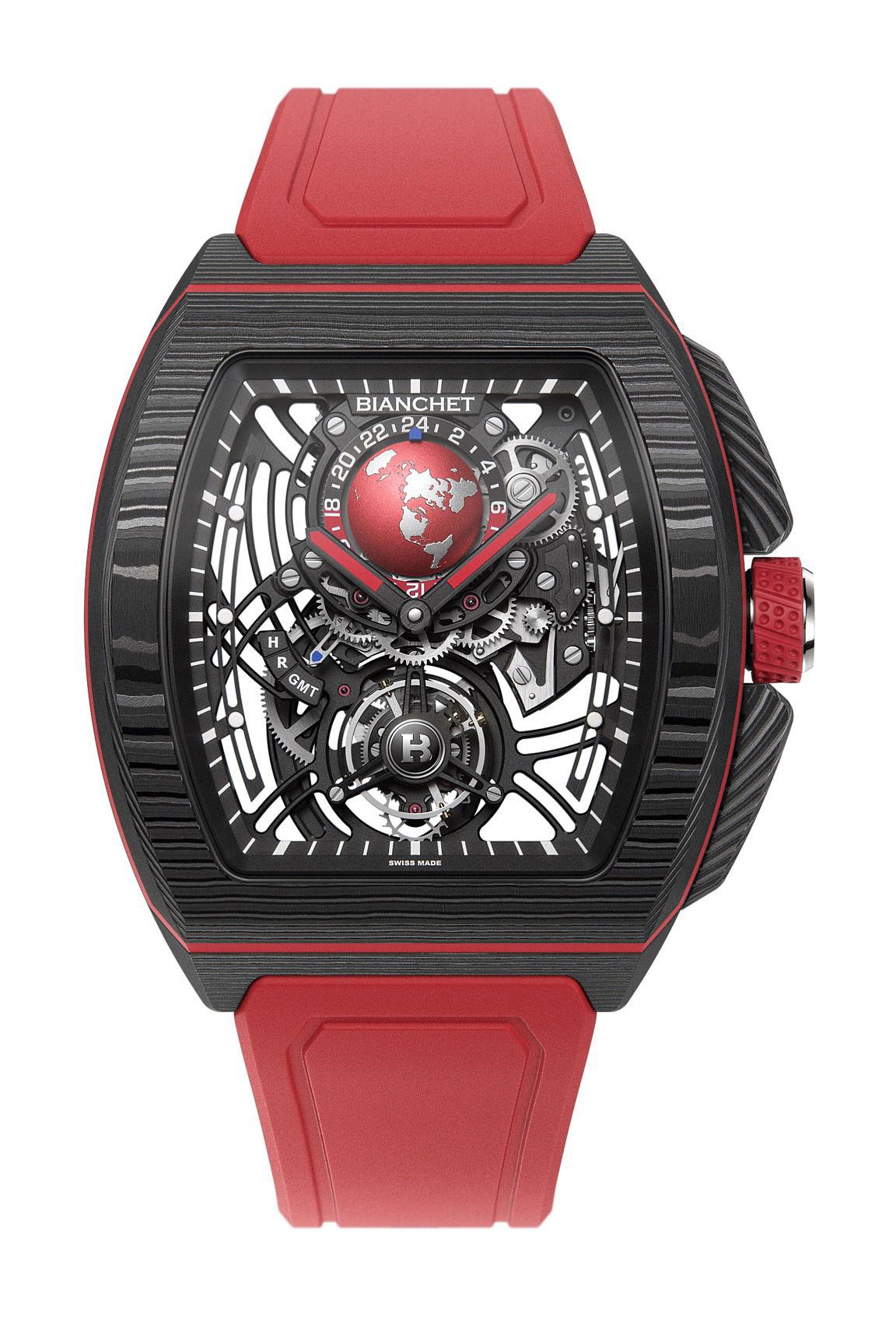 Bianchet Flying Tourbillon Sport GMT Carbon Red luxury timepiece - detailed view