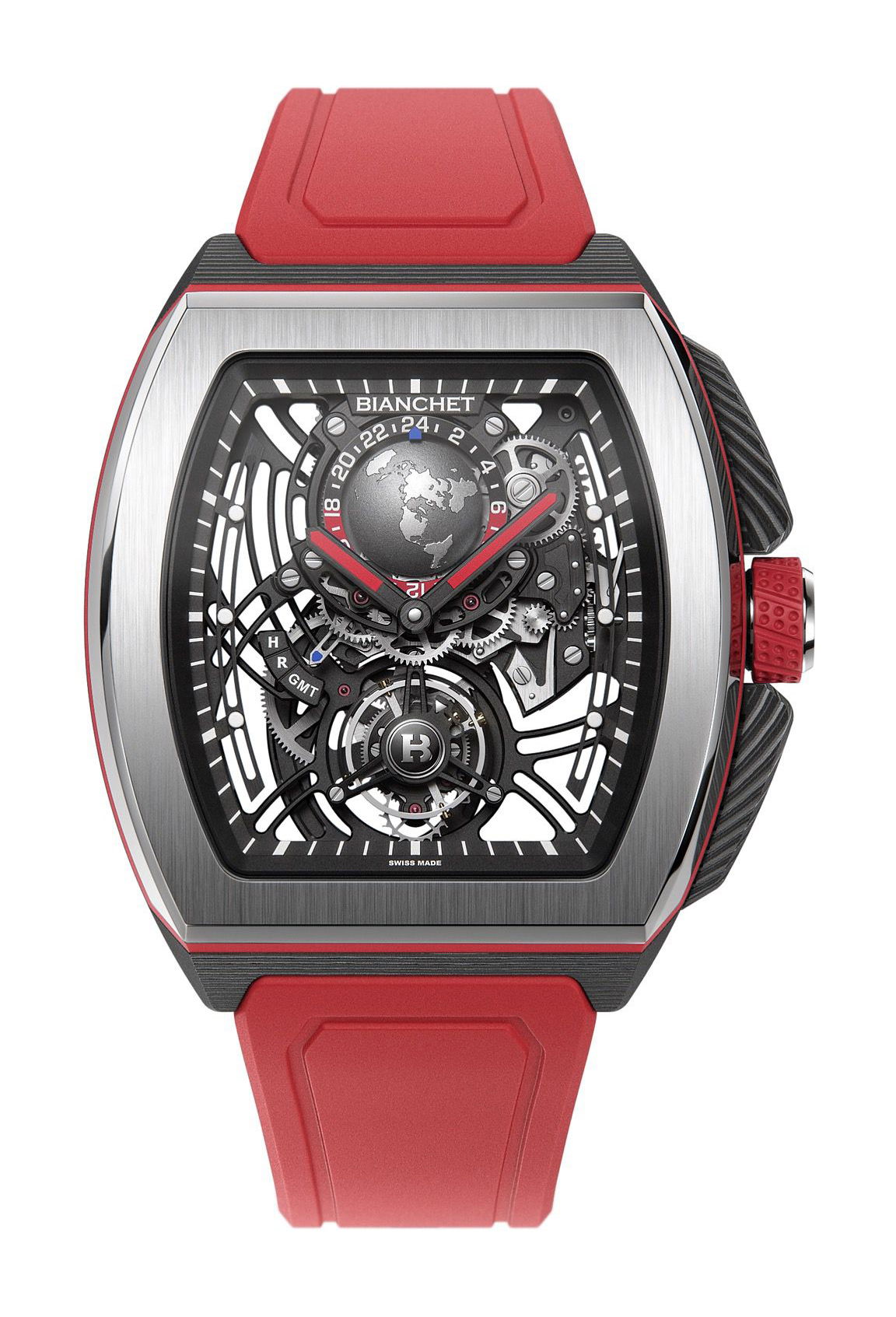 Bianchet Flying Tourbillon Sport GMT Hybrid Red luxury timepiece - detailed view