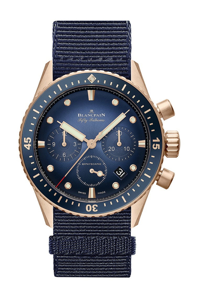 Blancpain Fifty Fathoms Bathyscaphe Chronographe Flyback luxury timepiece - detailed view