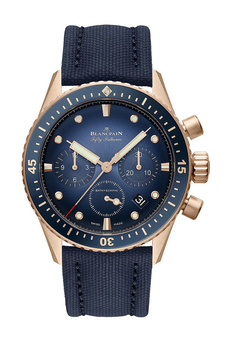 Blancpain Fifty Fathoms Bathyscaphe Chronographe Flyback luxury timepiece - detailed view