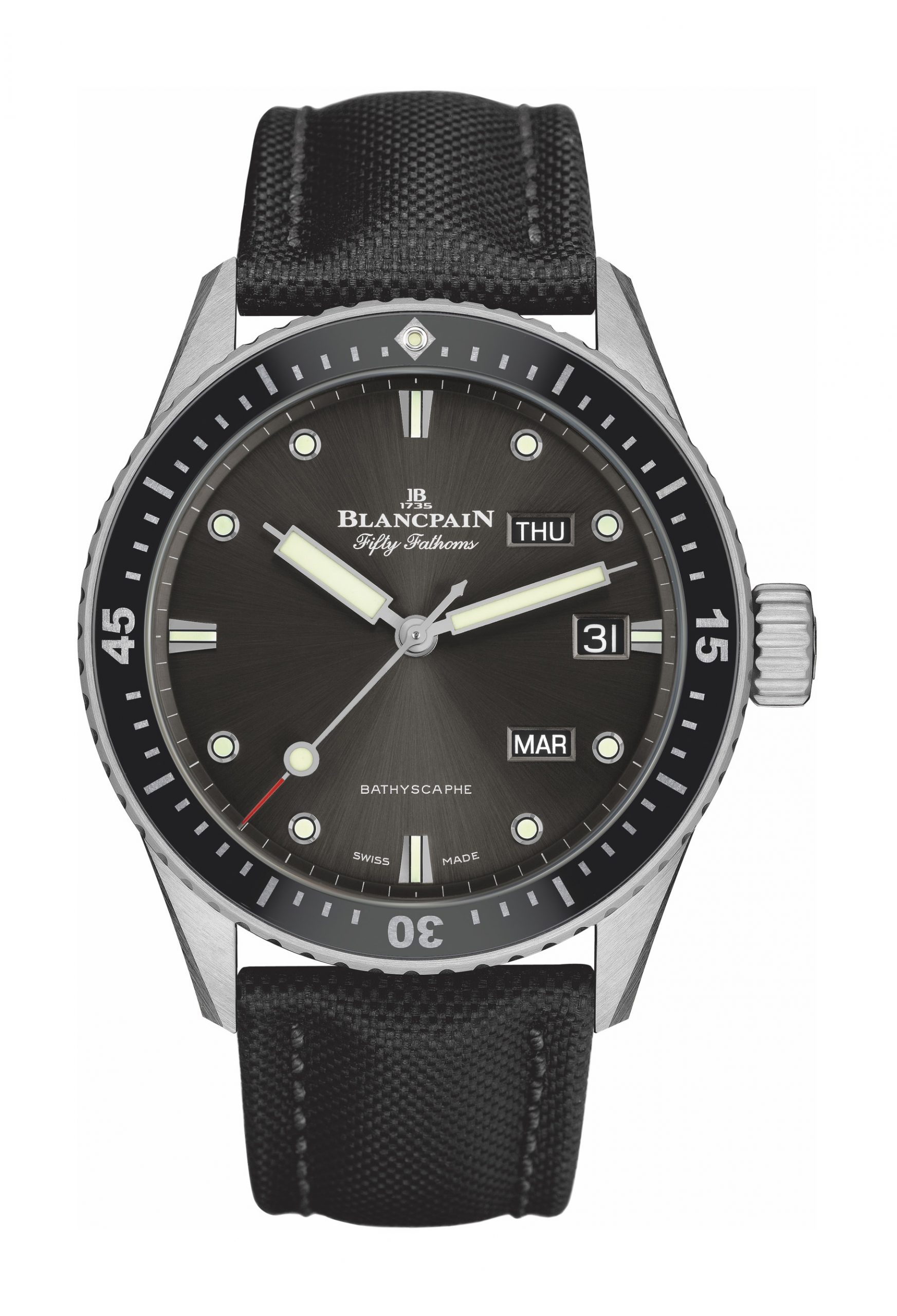 Blancpain Fifty Fathoms Bathyscaphe Quantième Annuel luxury timepiece - detailed view