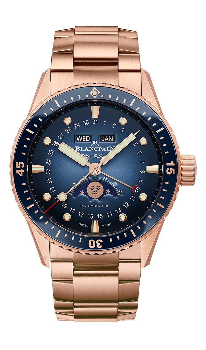 Blancpain Fifty Fathoms Bathyscaphe Quantième Complet luxury timepiece - detailed view