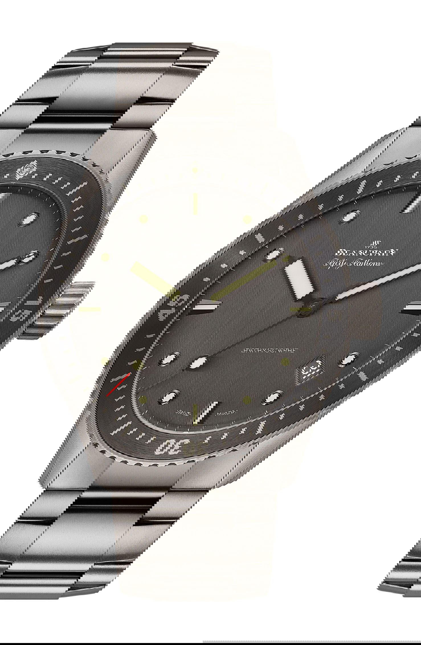 Blancpain Fifty Fathoms Bathyscaphe Titanium luxury timepiece - detailed view