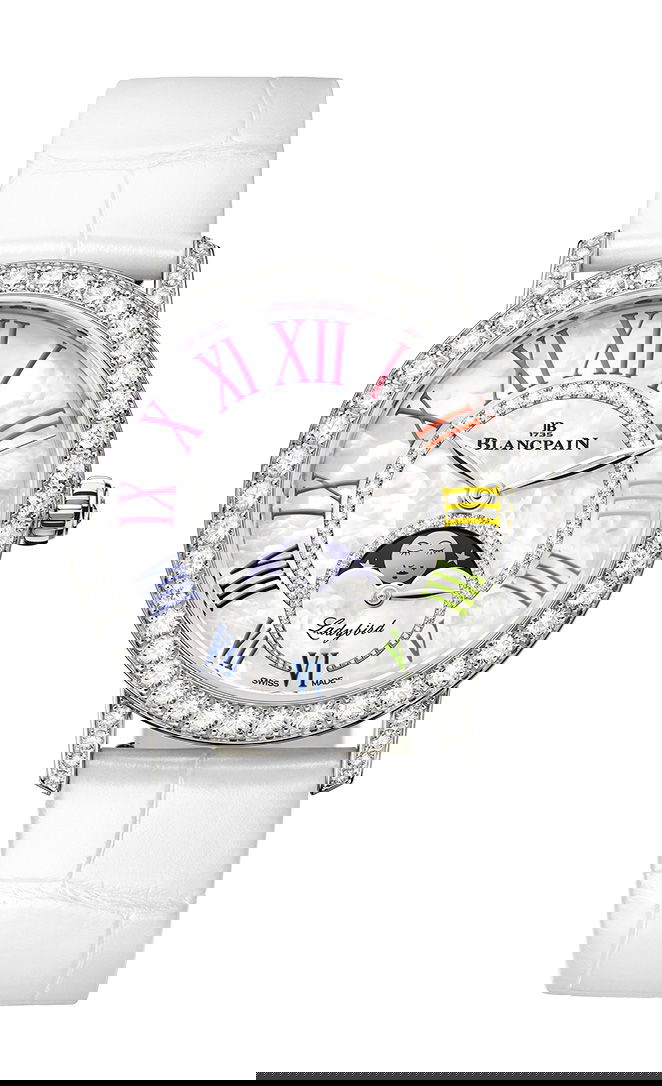 Blancpain Ladybird Colors Phase de Lune luxury timepiece - detailed view