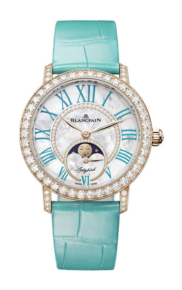 Blancpain Ladybird Colors Phase de Lune luxury timepiece - detailed view