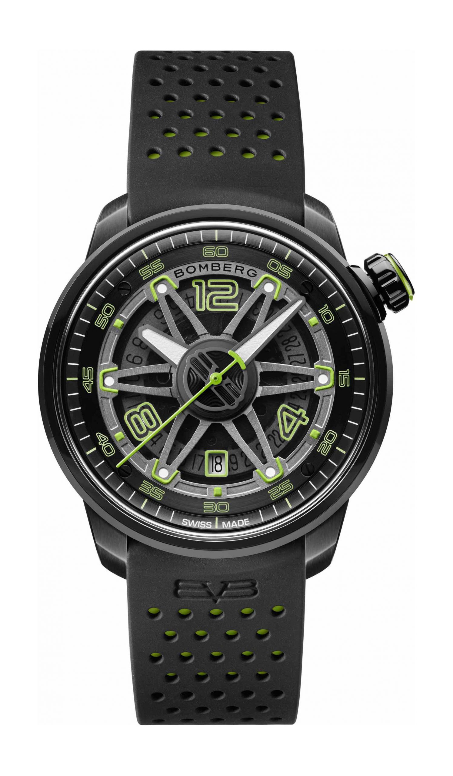Bomberg BB-01 AUTOMATIC GREEN luxury timepiece - detailed view