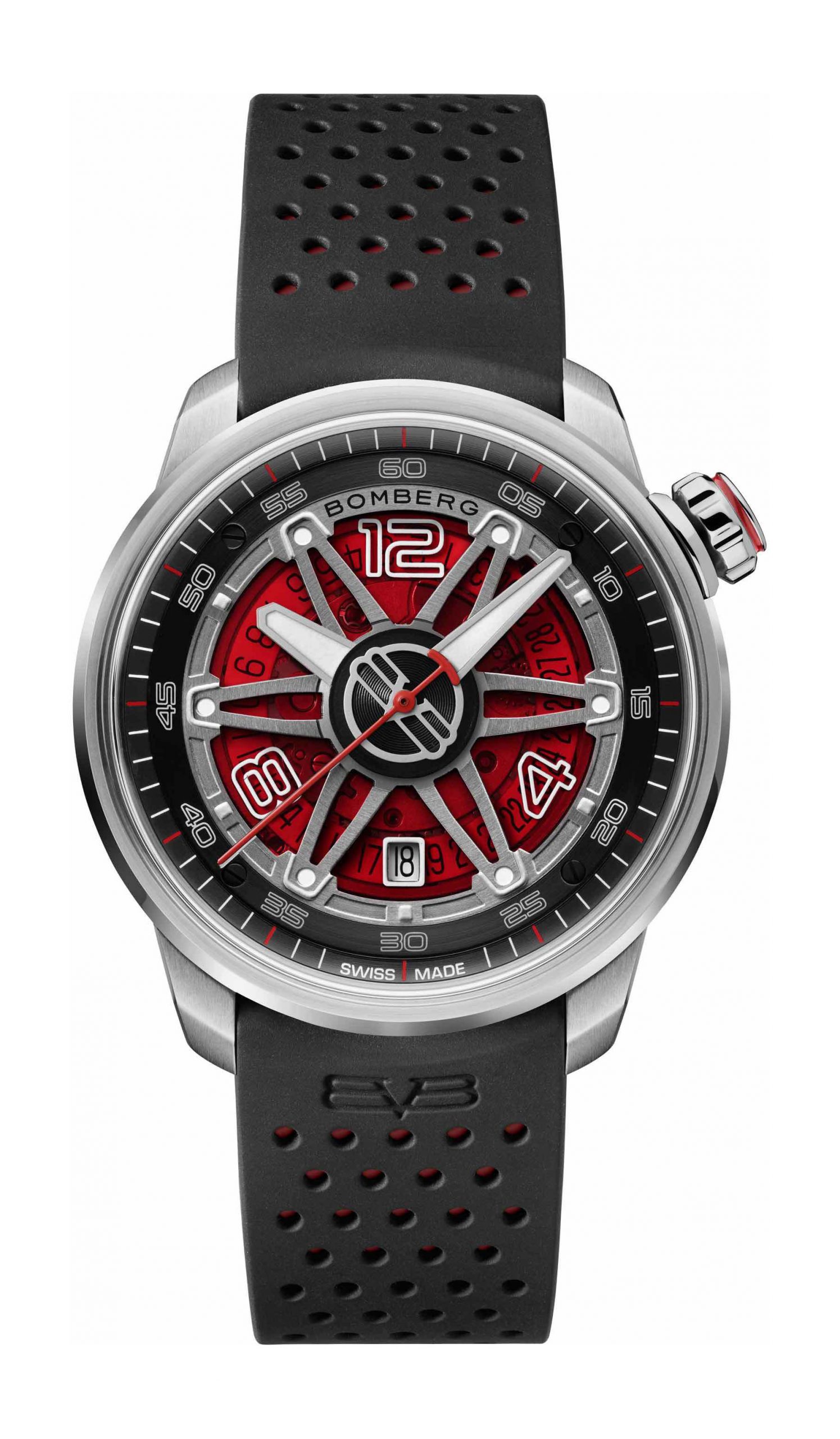 Bomberg BB-01 AUTOMATIC RED luxury timepiece - detailed view