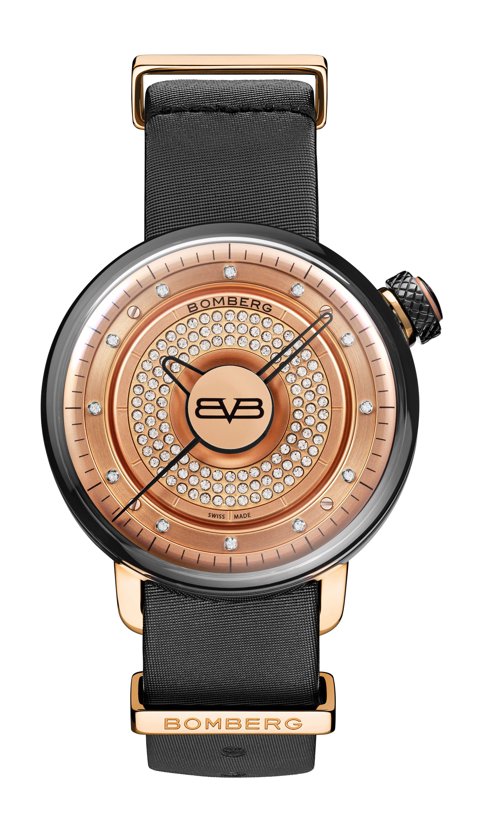 Bomberg BB-01 LADY SKYLIGHTER BLACK & GOLD luxury timepiece - detailed view