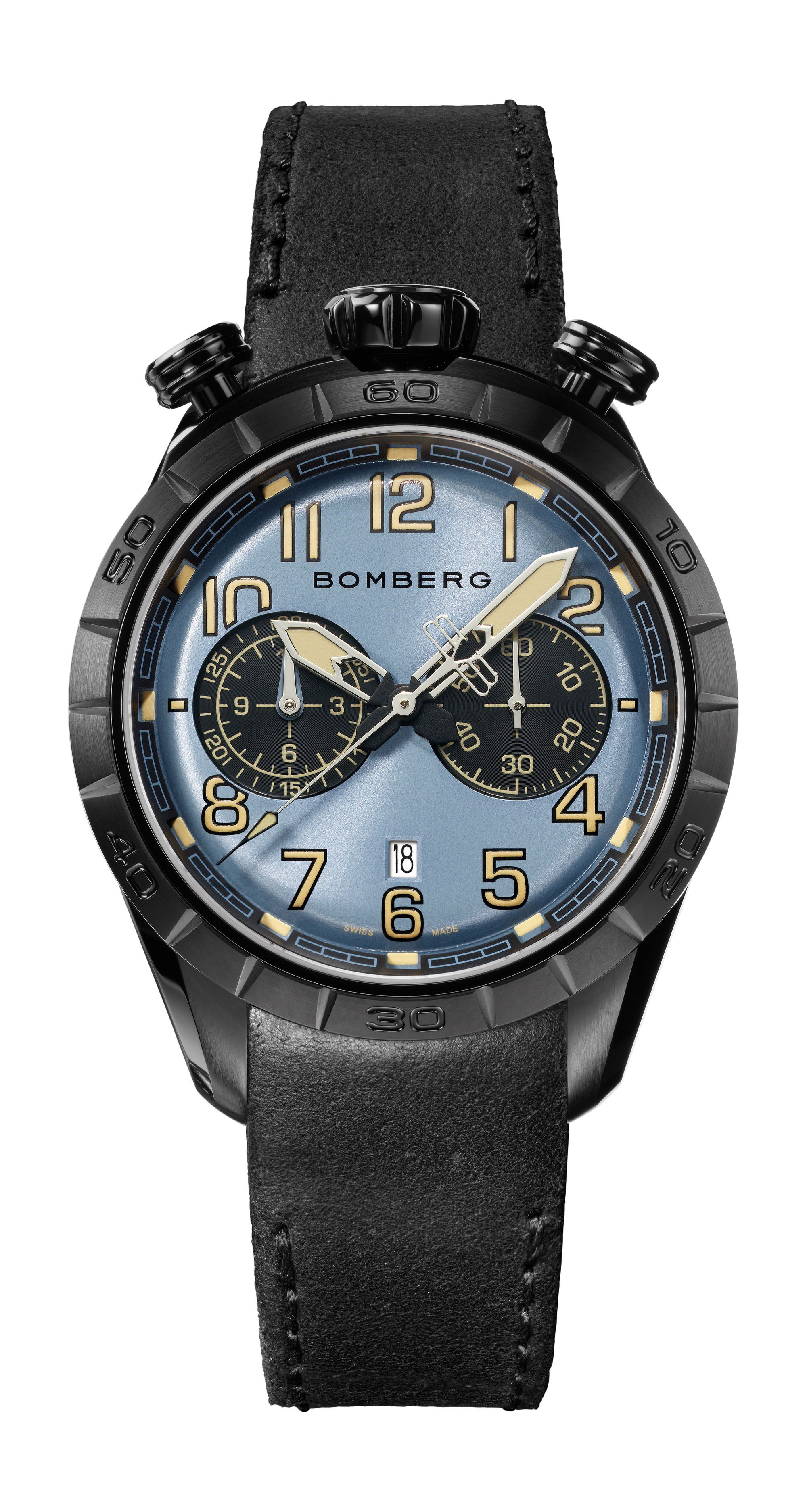 Bomberg BB-68 BLUE & BLACK luxury timepiece - detailed view