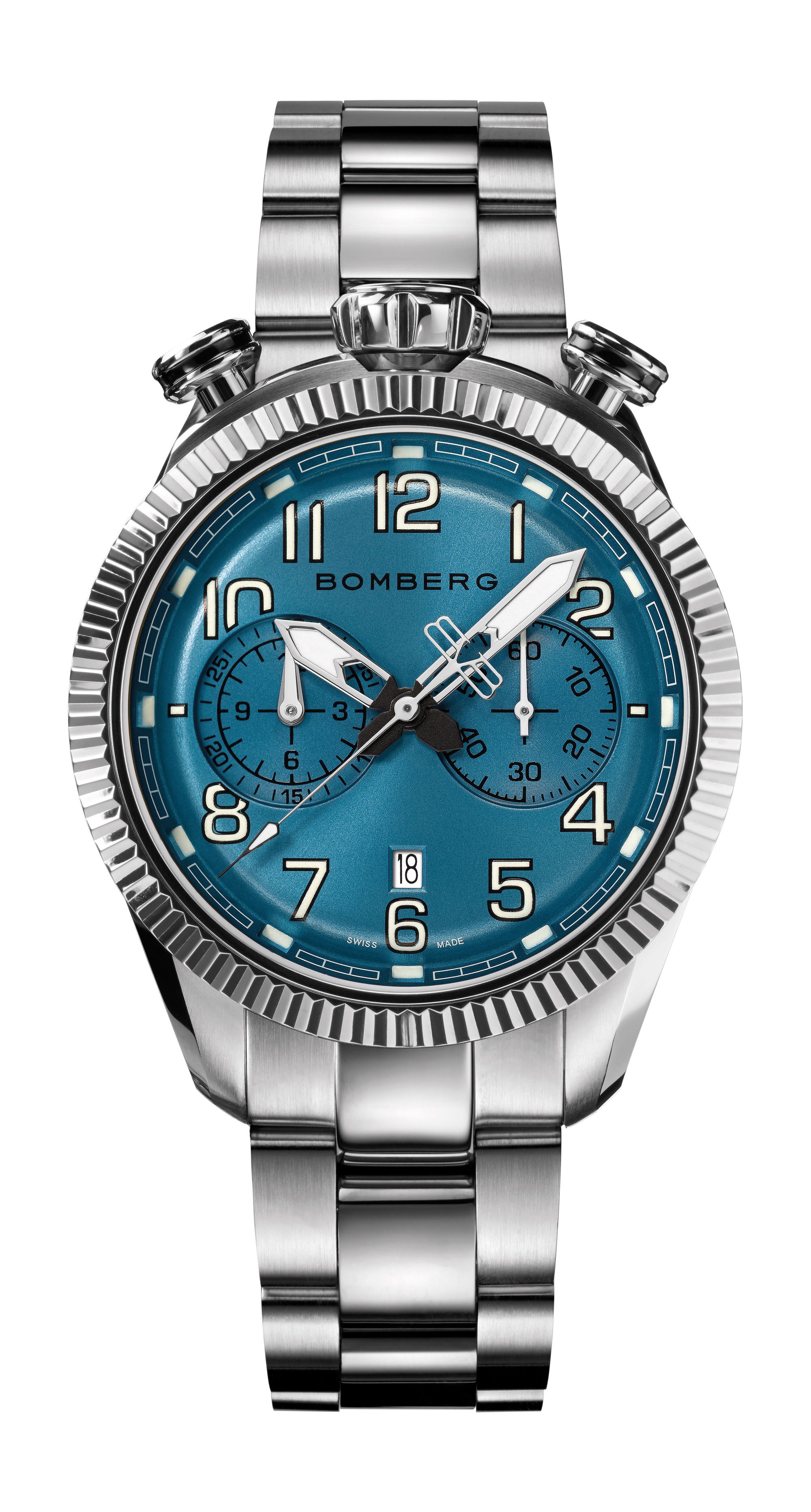 Bomberg BB-68 Blue & Silver luxury timepiece - detailed view