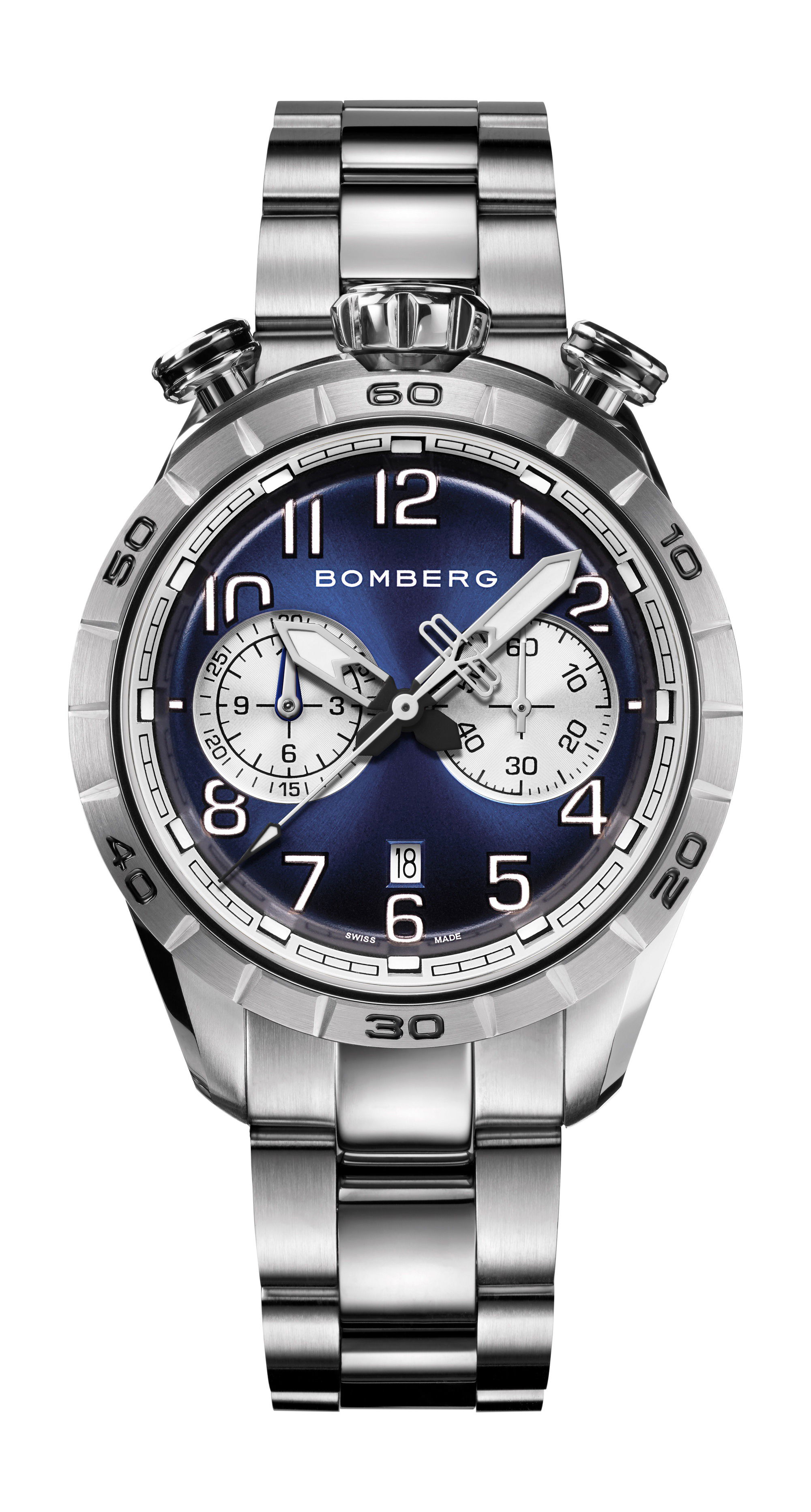 Bomberg BB-68 DARK BLUE & SILVER luxury timepiece - detailed view