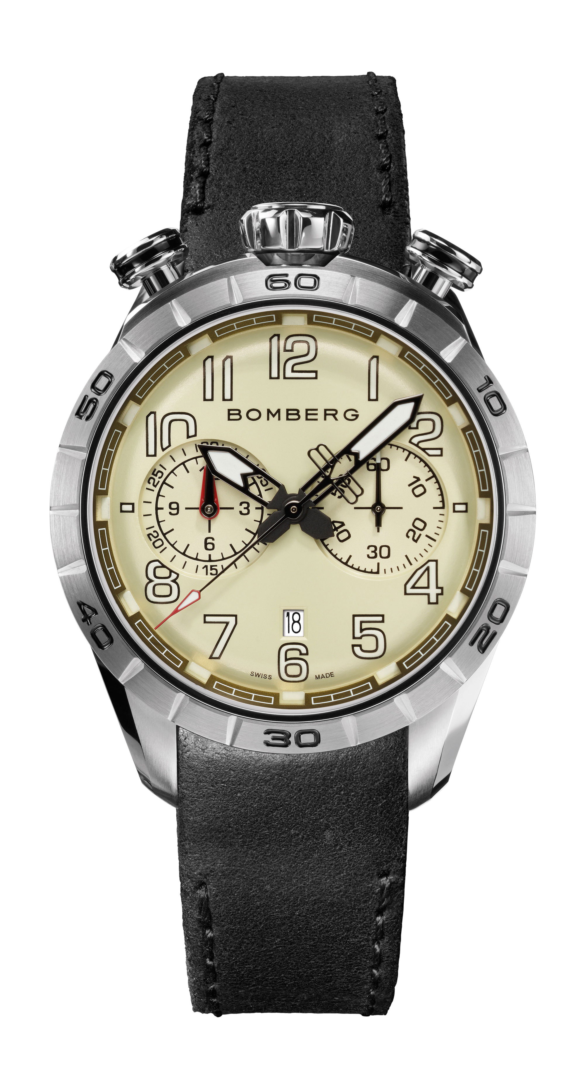 Bomberg BB-68 IVORY & BLACK luxury timepiece - detailed view
