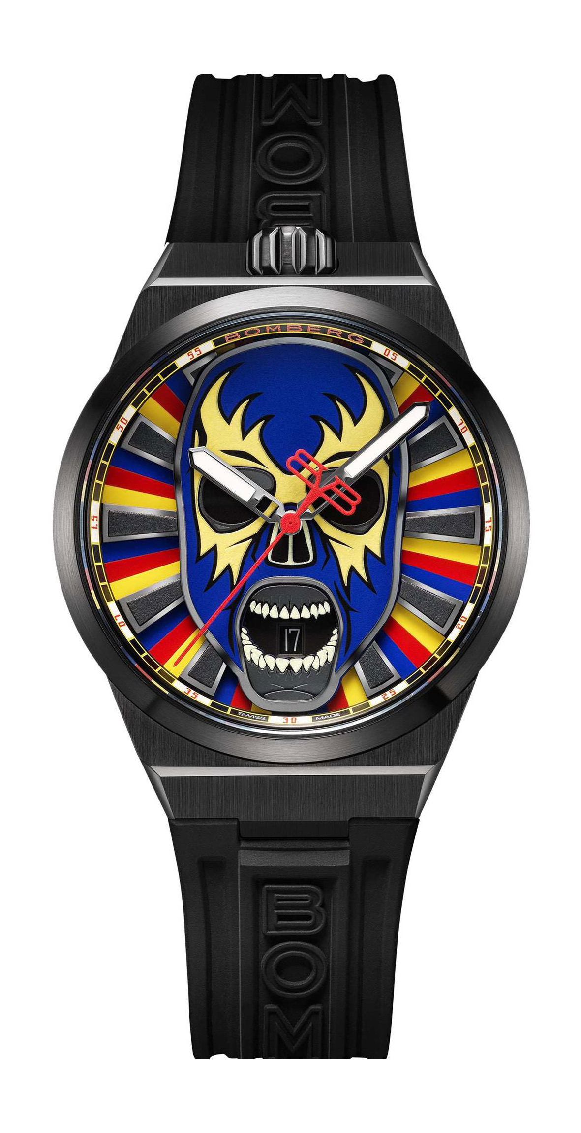 Bomberg BOLT-68 Neo Lucha Libre luxury timepiece - detailed view