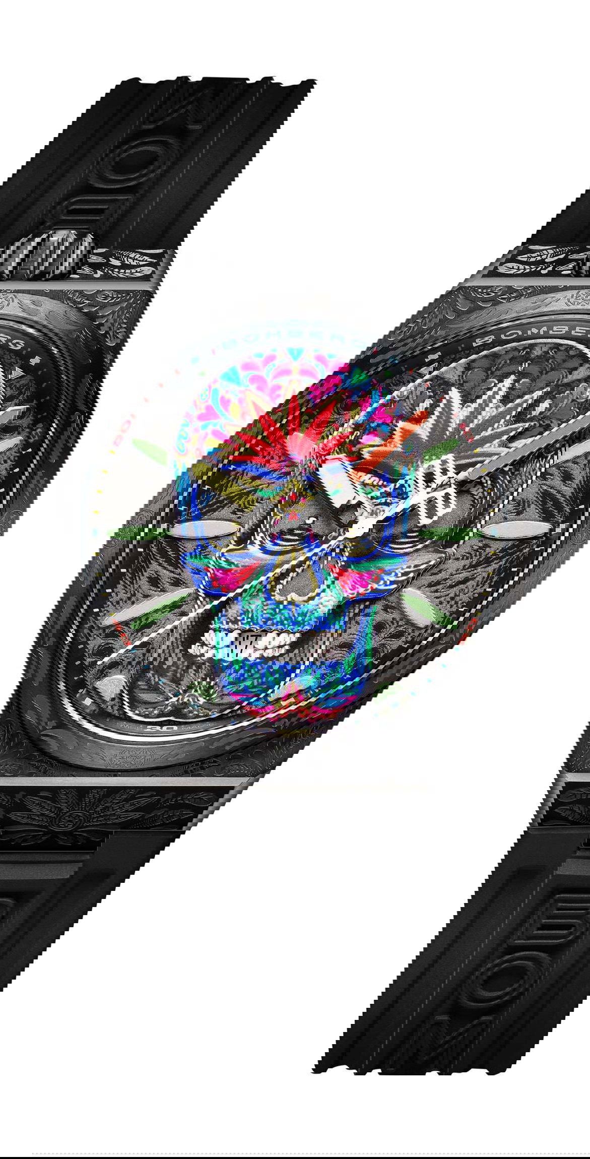 Bomberg BOLT-68 Neo Tattooed Skull luxury timepiece - detailed view