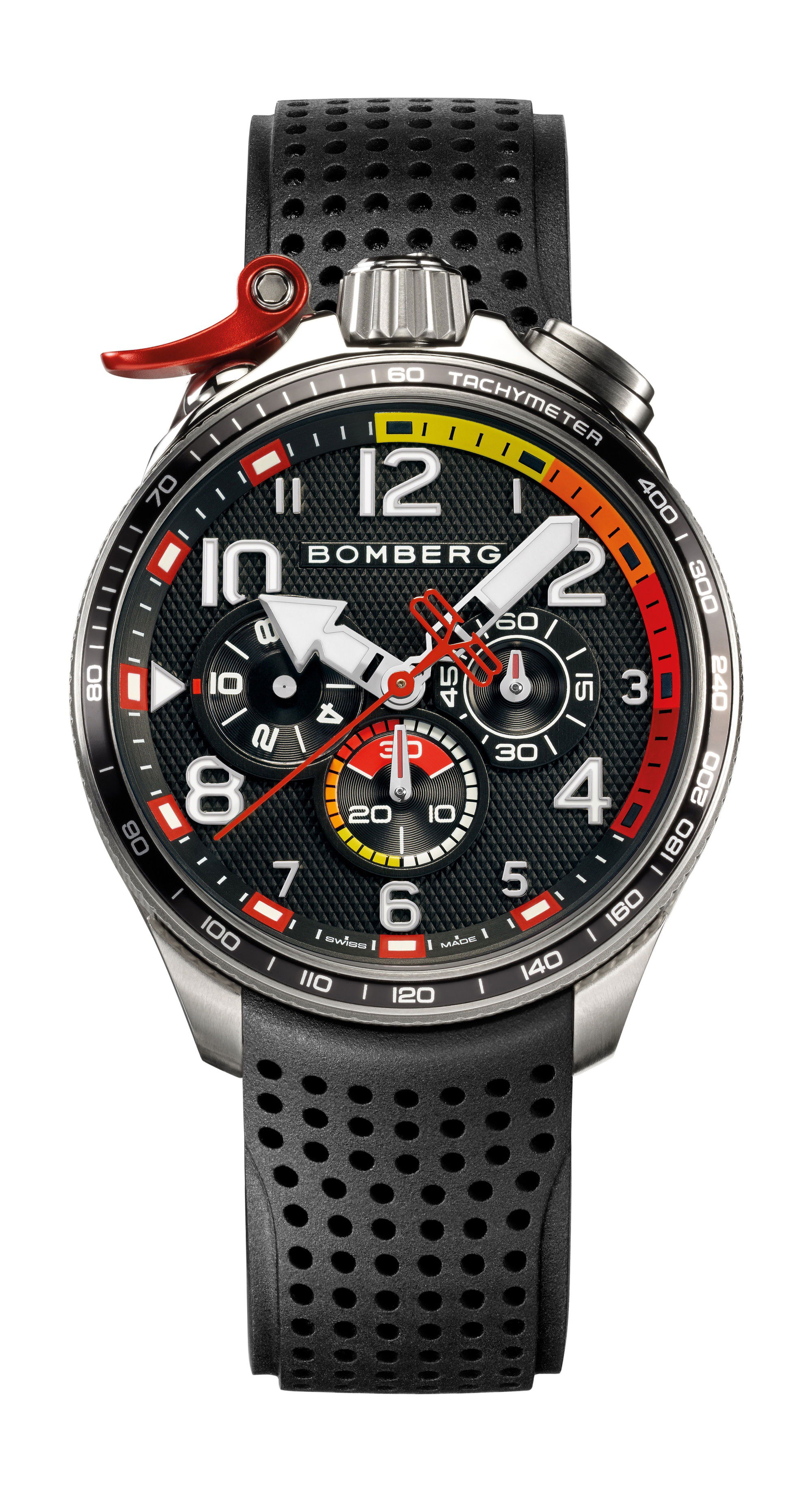 Bomberg BOLT-68 Racing Black & Red luxury timepiece - detailed view