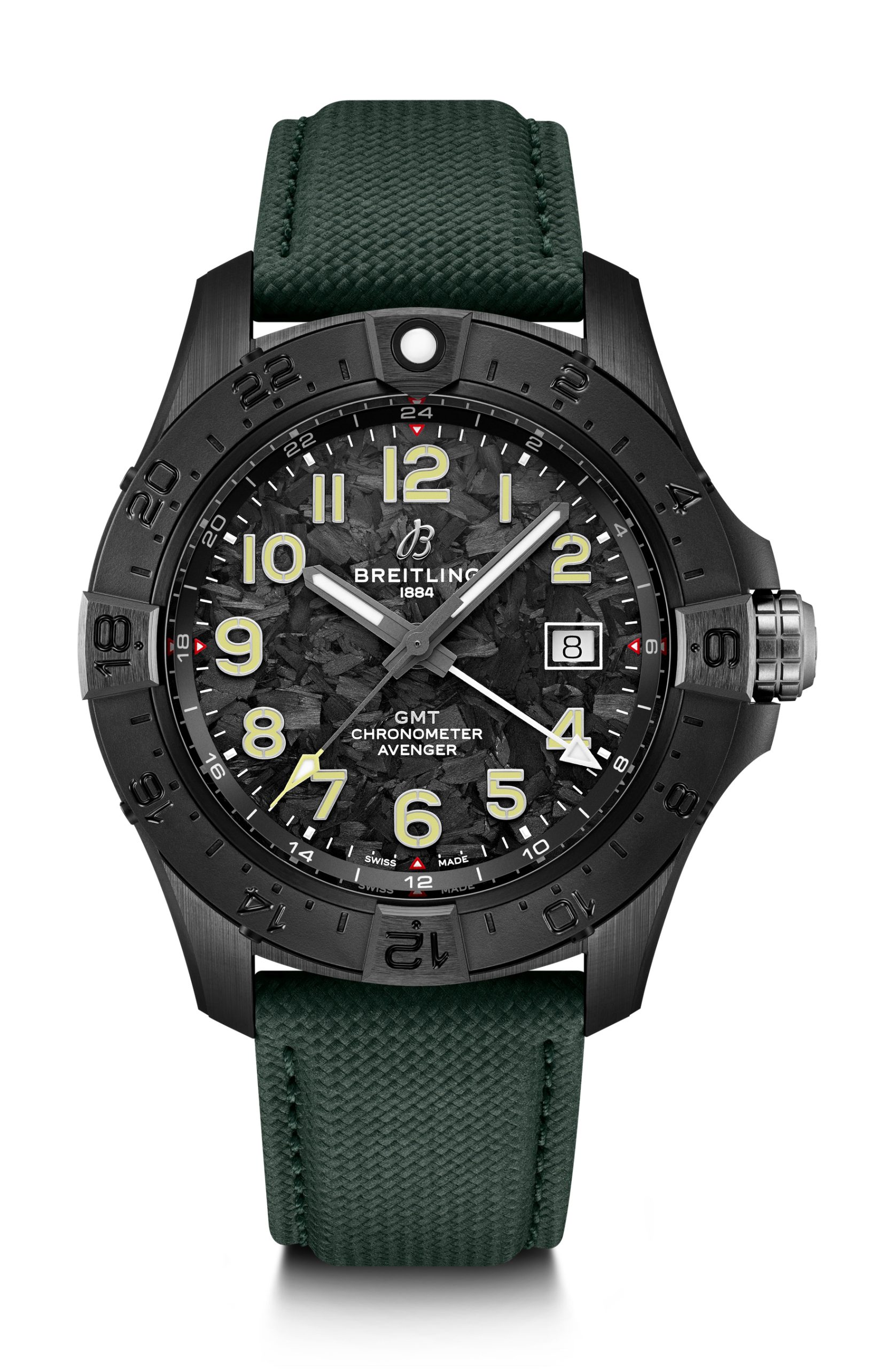 Breitling Avenger Automatic GMT 44 Night Misssion luxury timepiece - detailed view