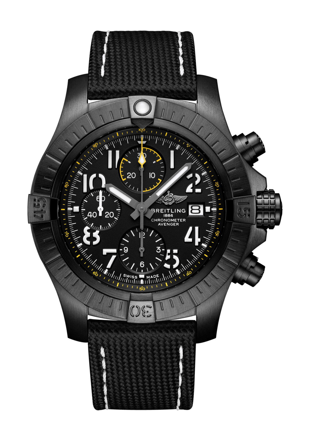 Breitling Avenger Chronograph 45 Night Mission luxury timepiece - detailed view