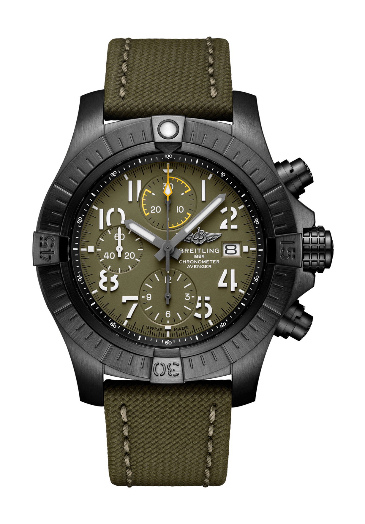 Breitling Avenger Chronograph 45 Night Mission luxury timepiece - detailed view