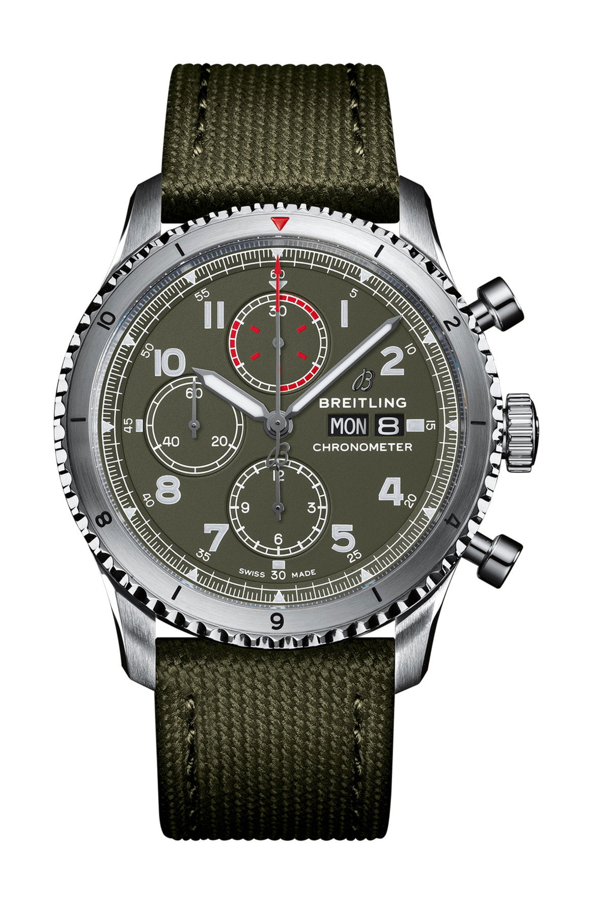 Breitling Aviator 8 Chronograph 43 Curtiss Warhawk luxury timepiece - detailed view