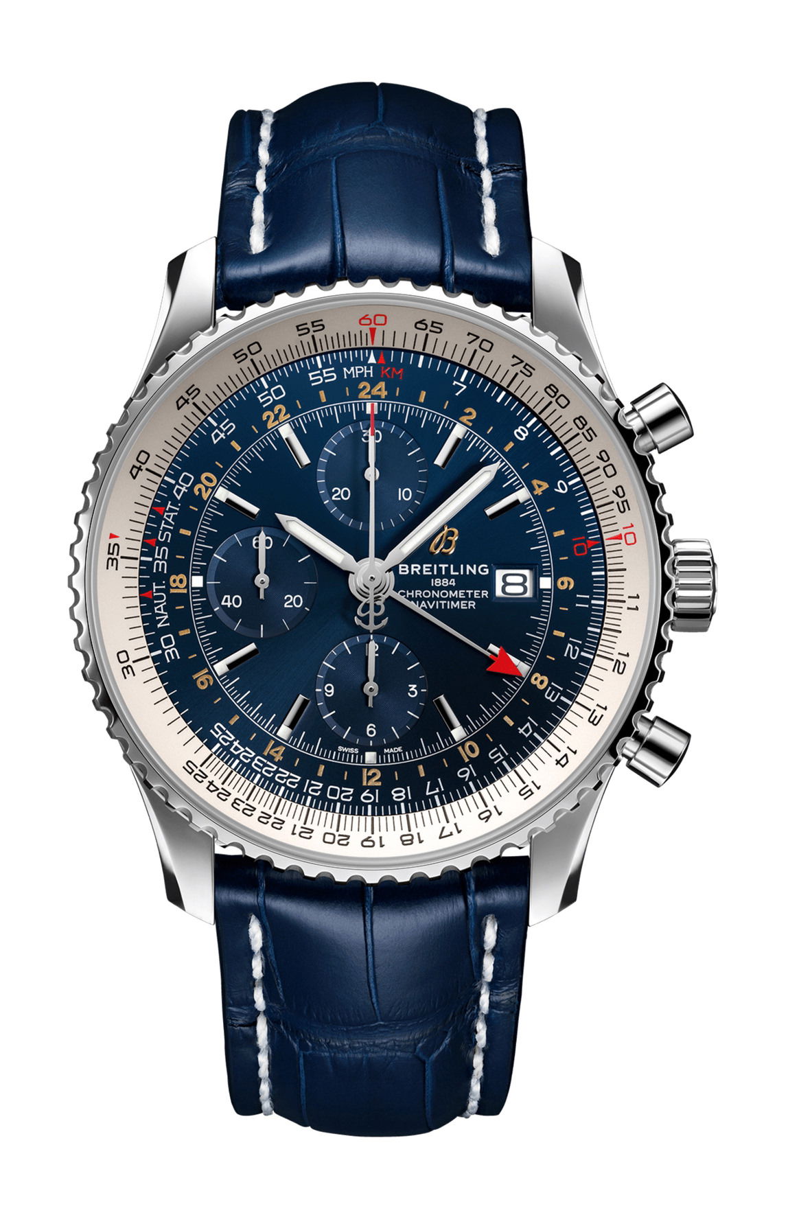Breitling Navitimer Chronograph GMT 46 luxury timepiece - detailed view