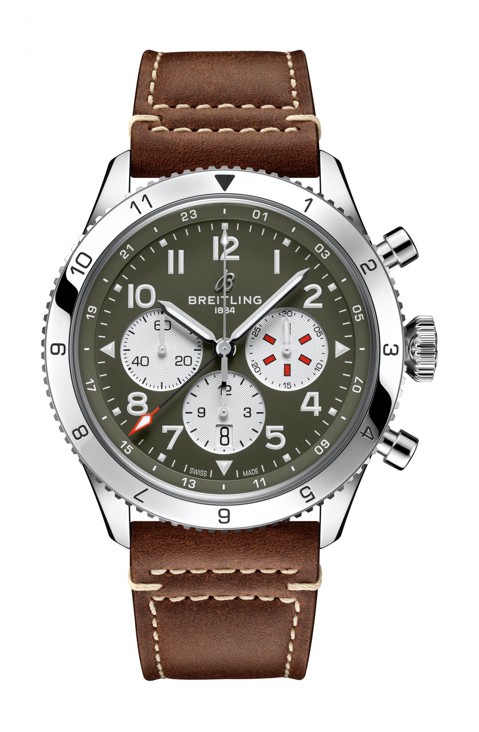 Breitling Super AVI B04 Chronograph GMT 46 Curtiss Warhawk luxury timepiece - detailed view