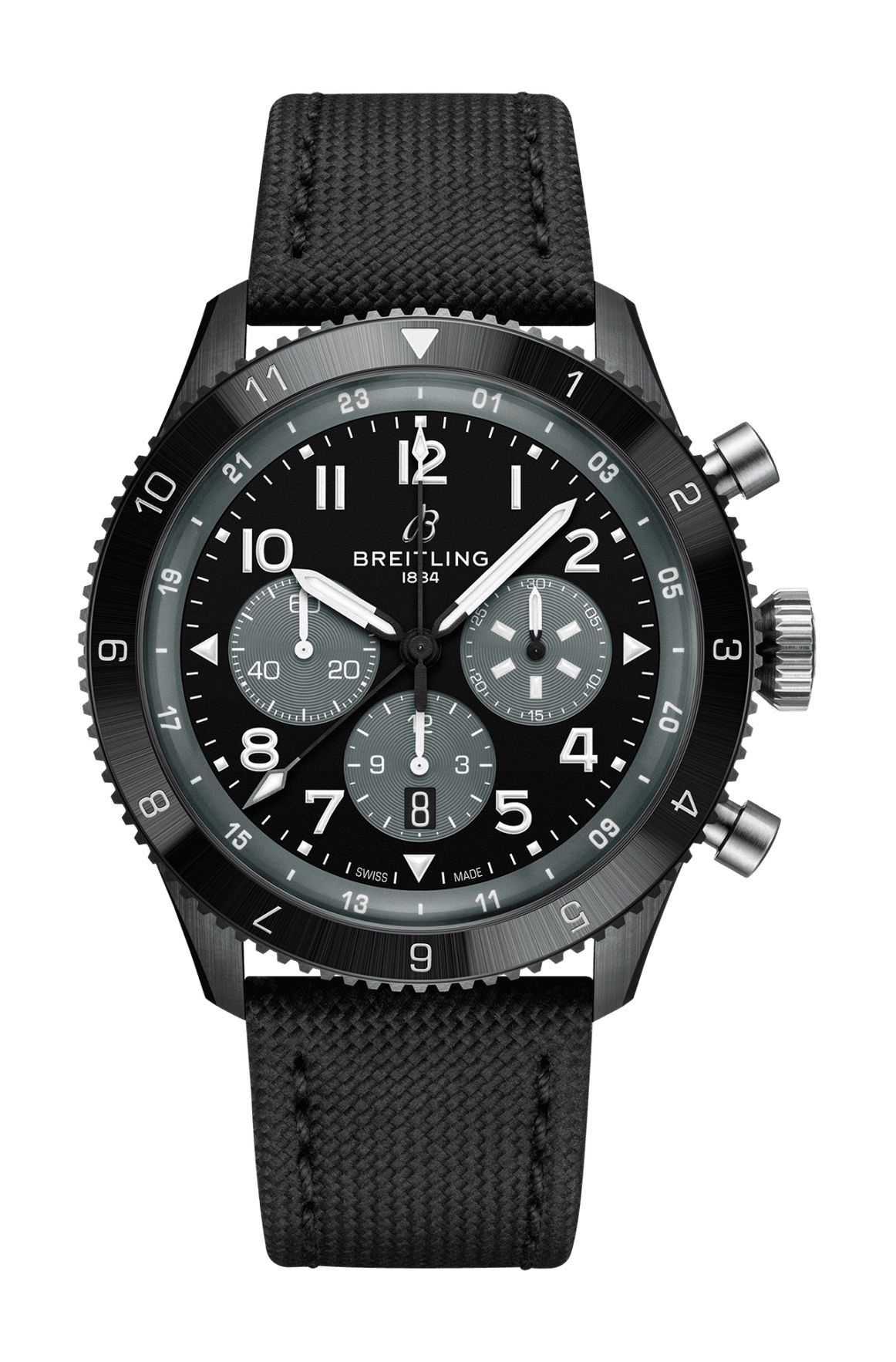 Breitling Super AVI B04 Chronograph GMT 46 Mosquito Night Fighter luxury timepiece - detailed view