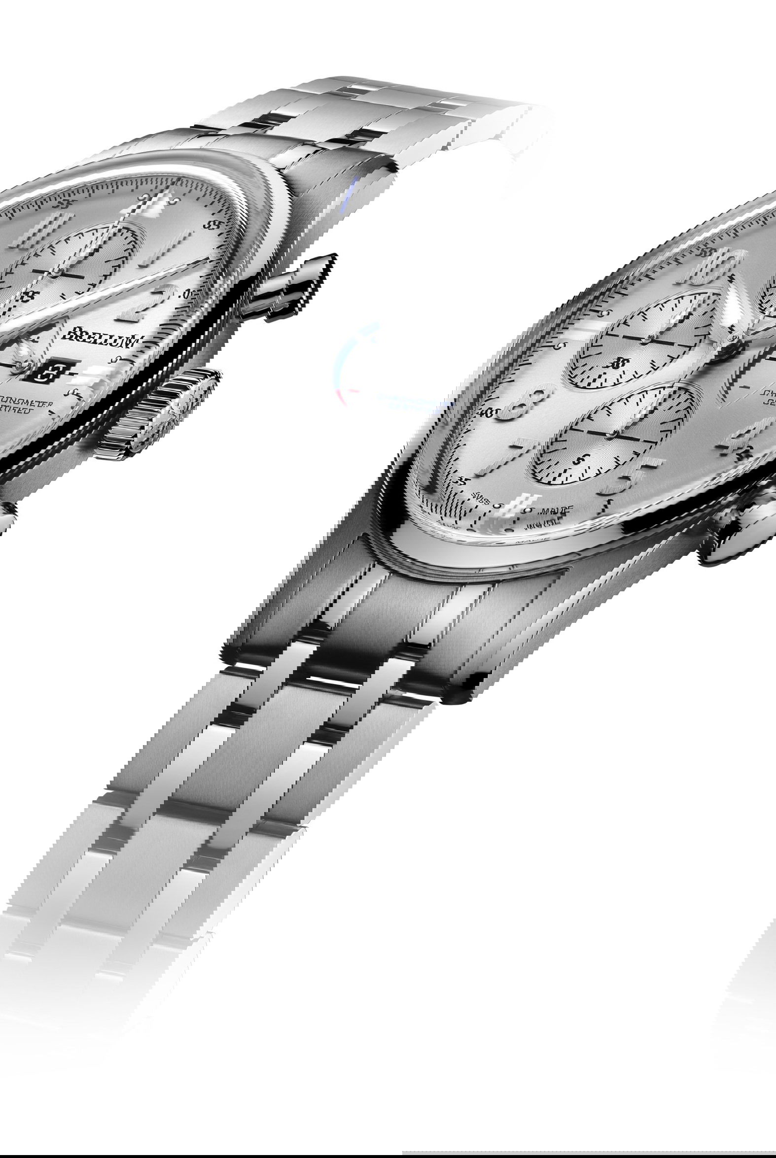 Brellum Pilot Power Reserve Silver luxury timepiece - detailed view