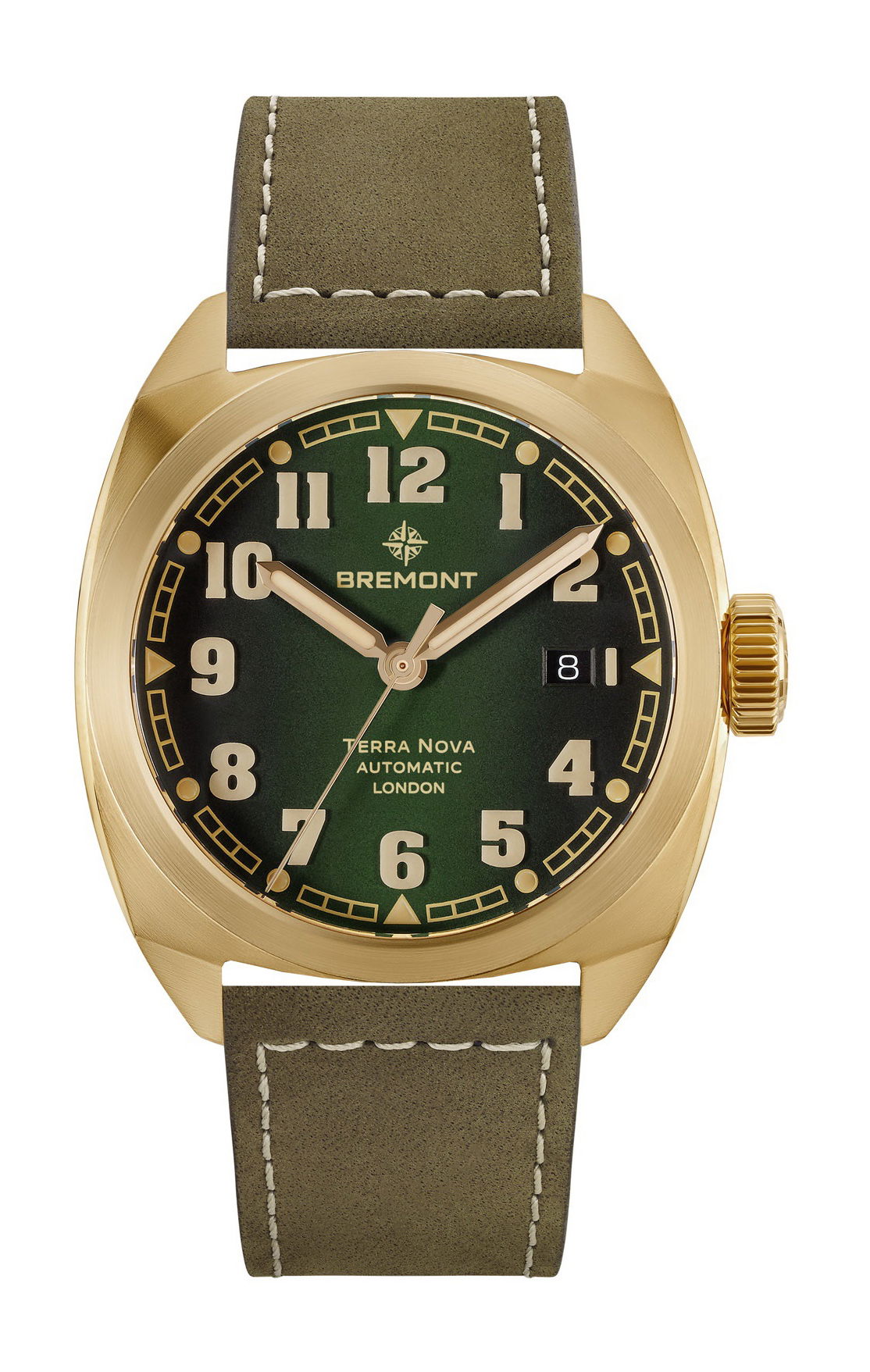 Bremont Terra Nova 40.5 mm Date Bronze luxury timepiece - detailed view