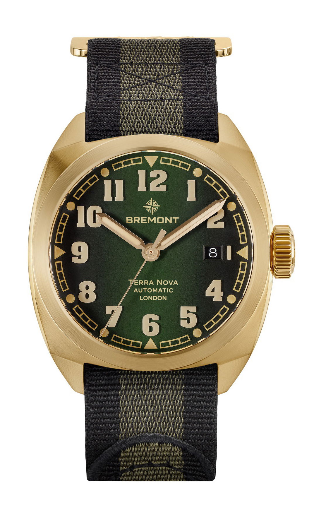 Bremont Terra Nova 40.5 mm Date Bronze luxury timepiece - detailed view