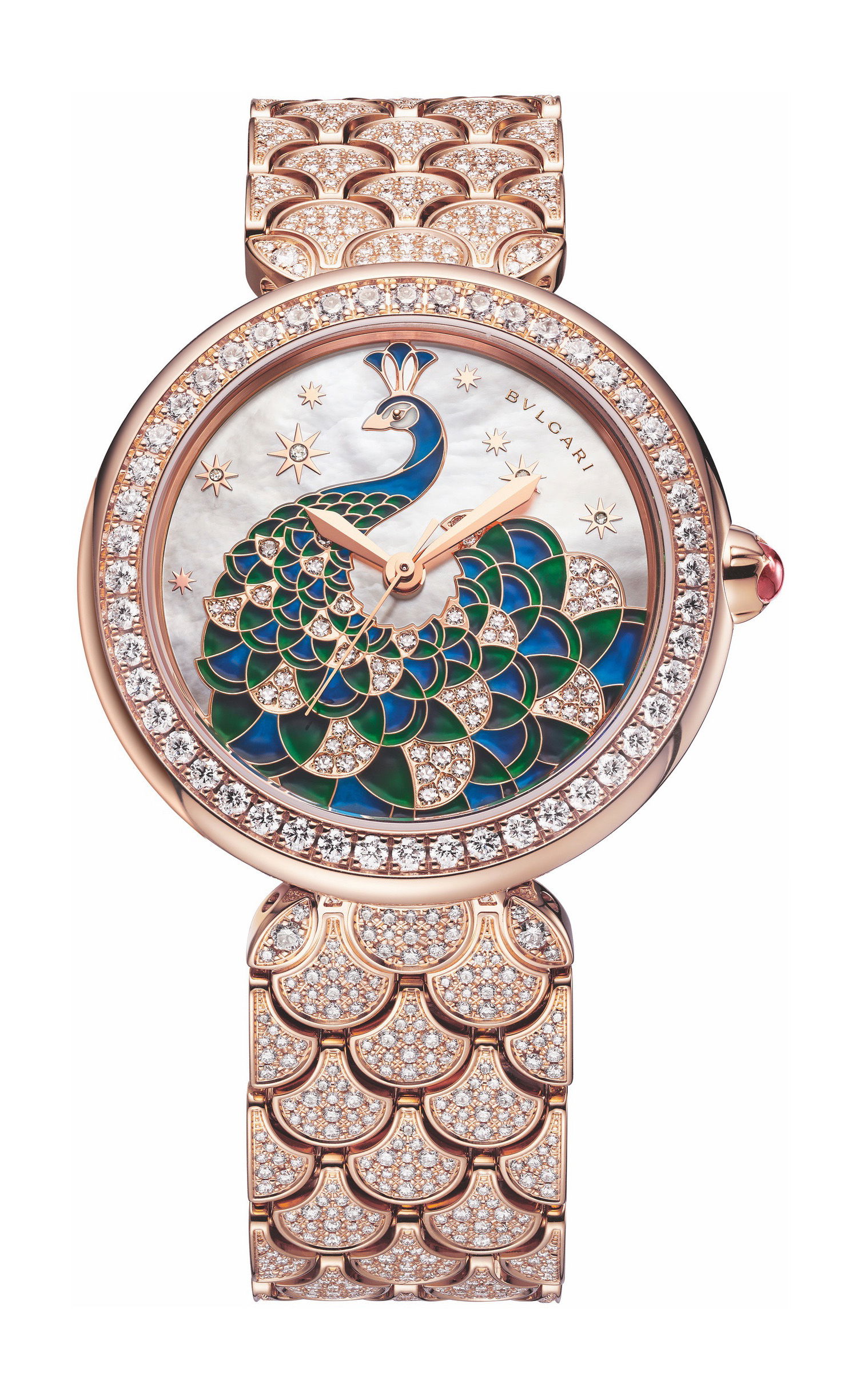 Bvlgari Divas’ Dream Peacock Diamonds luxury timepiece - detailed view