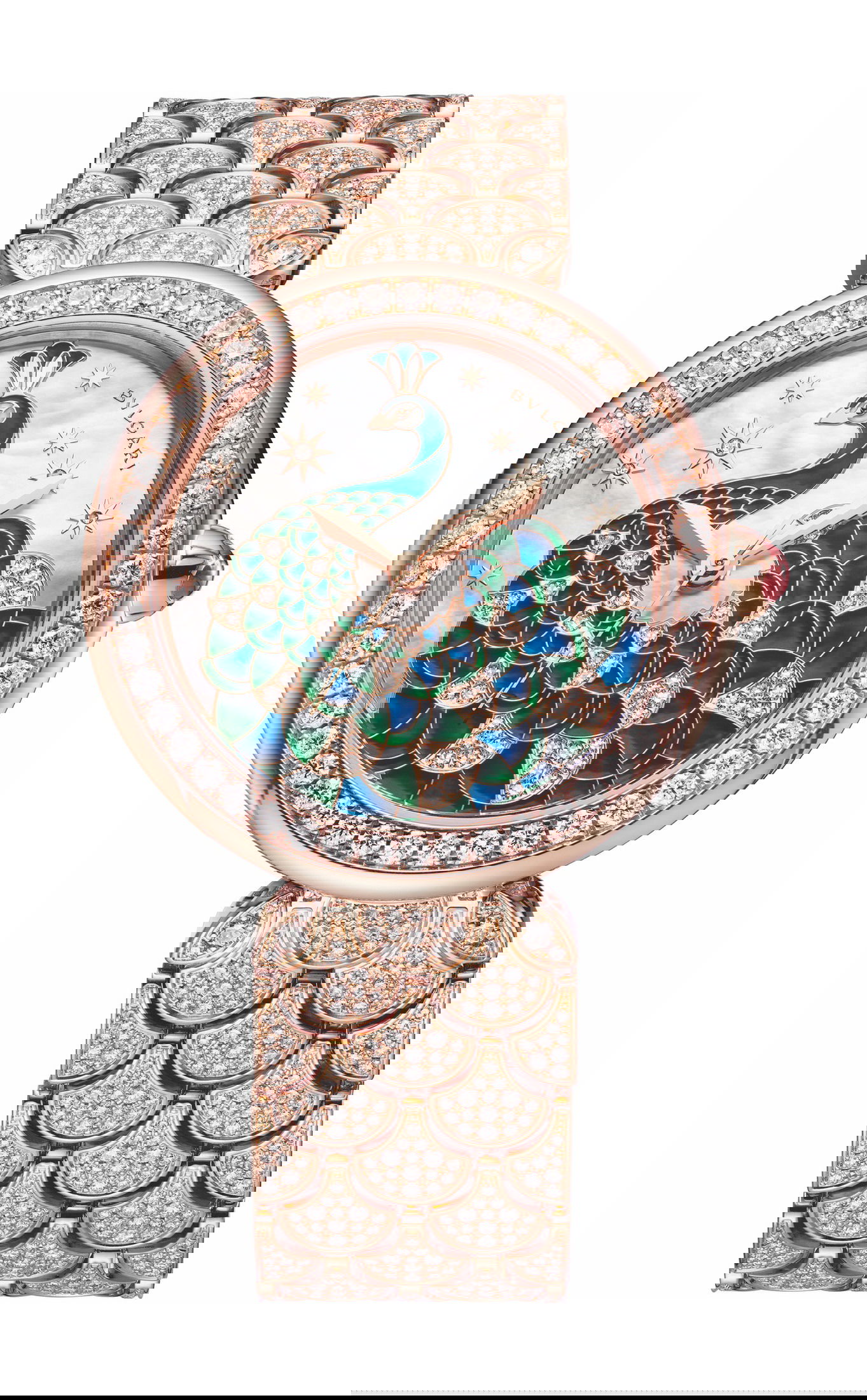 Bvlgari Divas’ Dream Peacock Diamonds luxury timepiece - detailed view